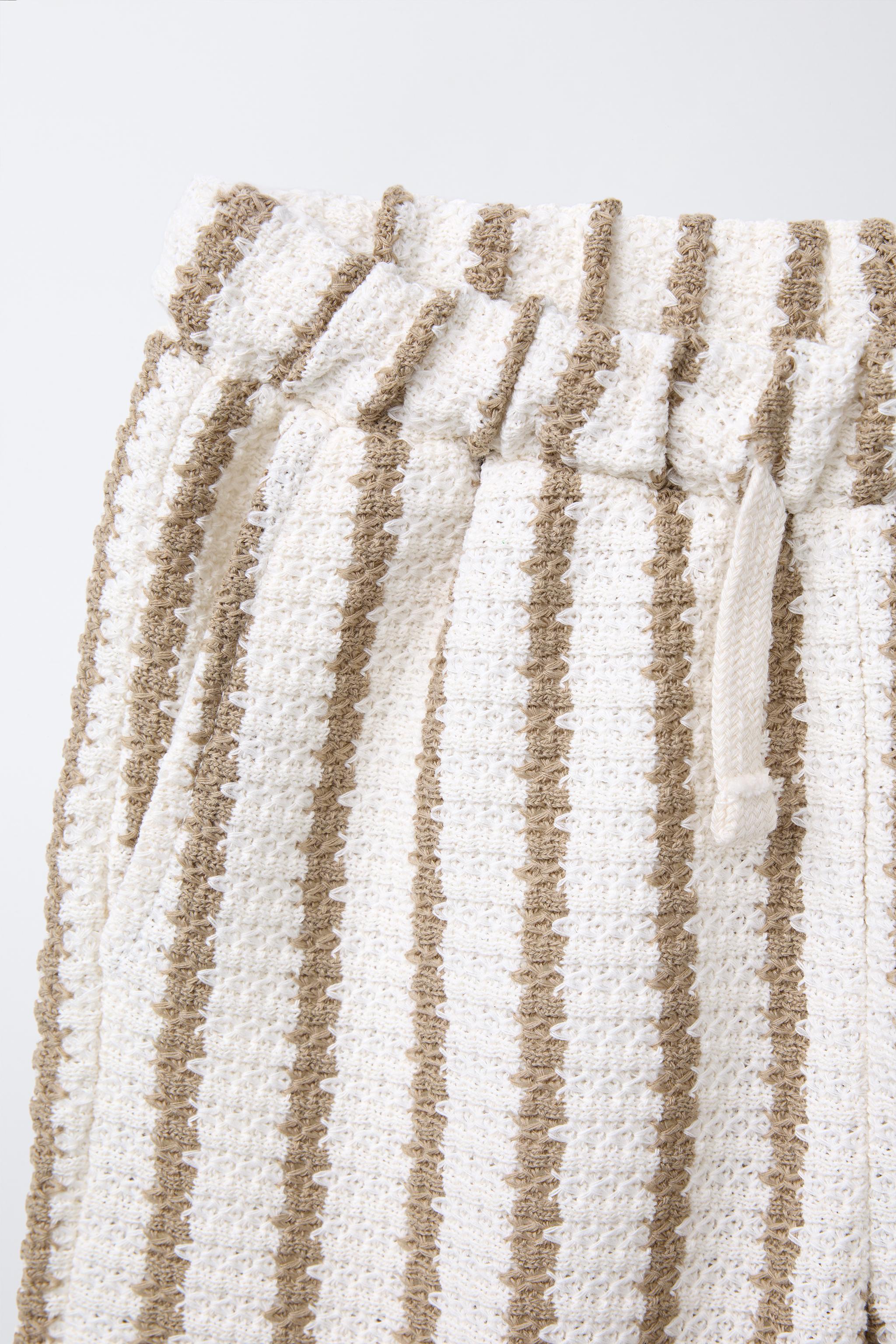 TEXTURED STRIPED SLIM FIT BERMUDA SHORTS