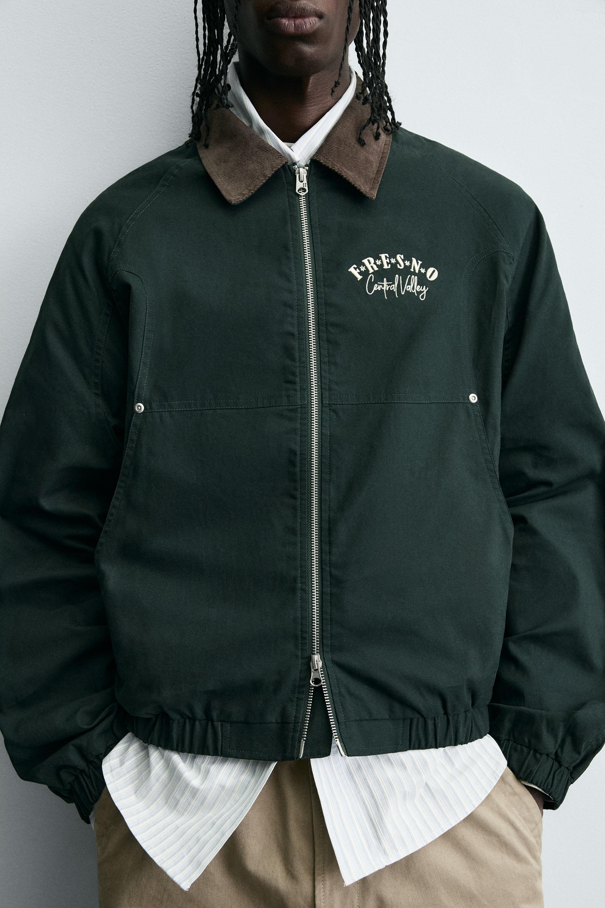 EMBROIDERED CONTRAST COLLAR JACKET