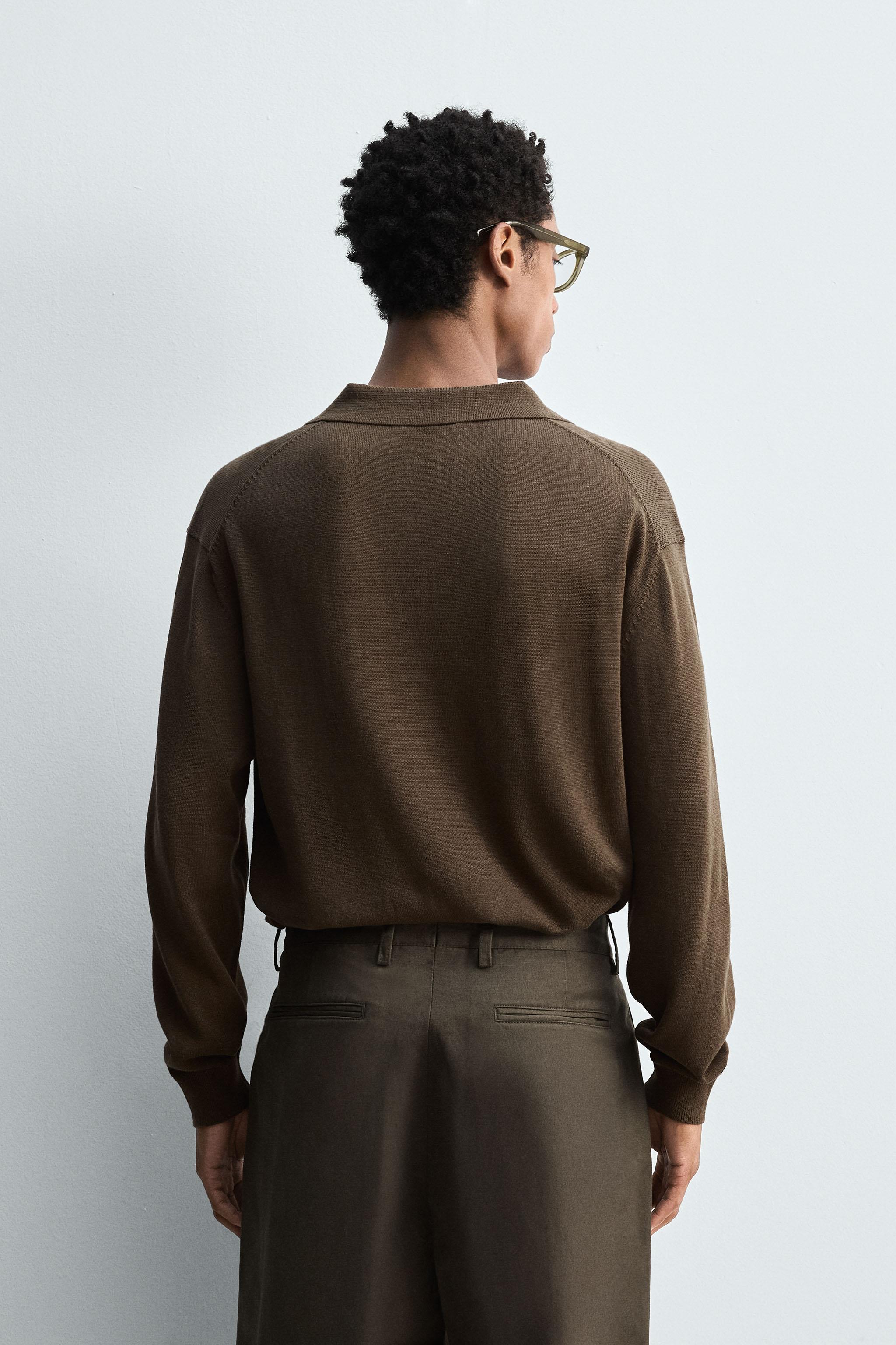 COTTON-HEMP KNIT POLO SHIRT