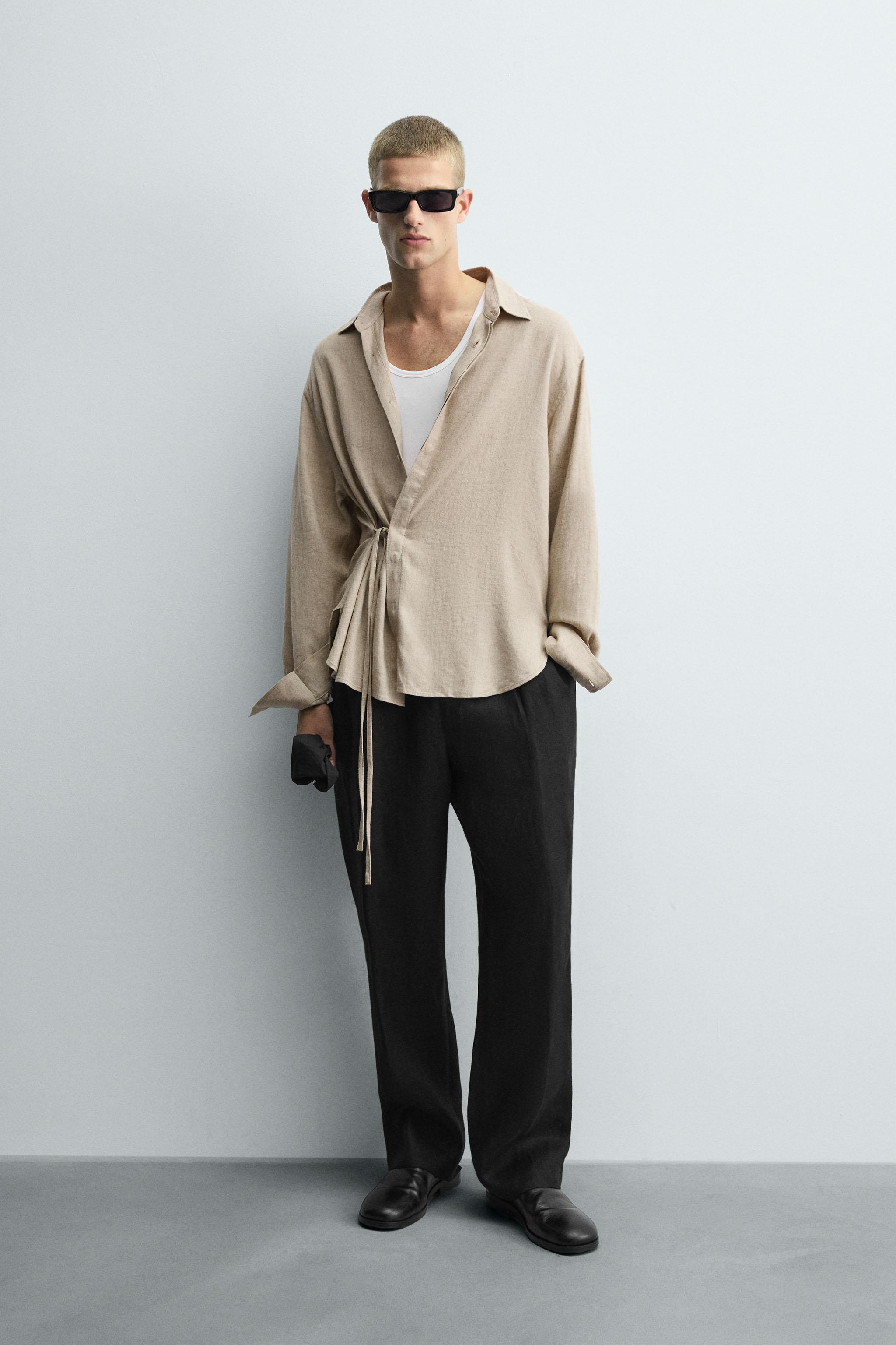 LINEN - VISCOSE TIE SHIRT