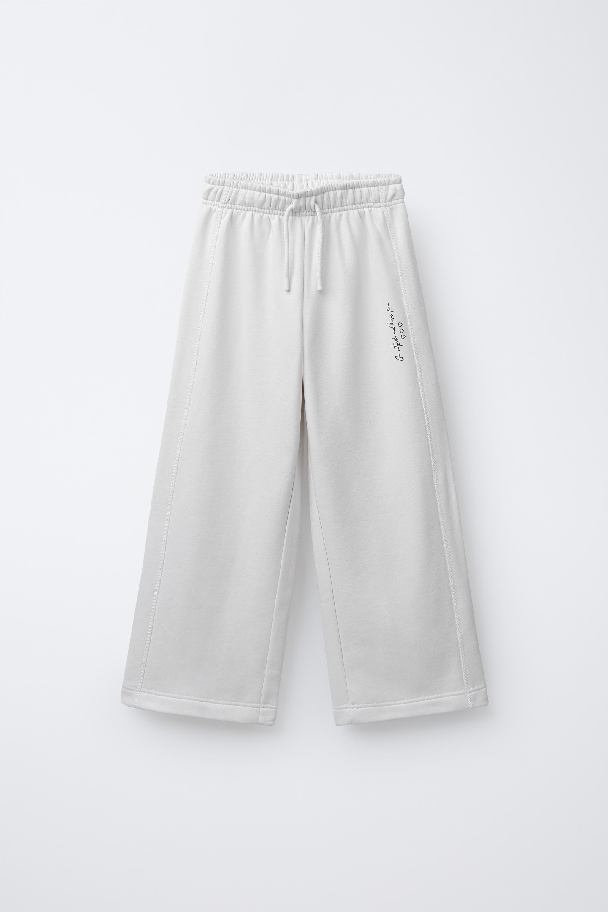 TEXT PRINT WIDE LEG PANTS