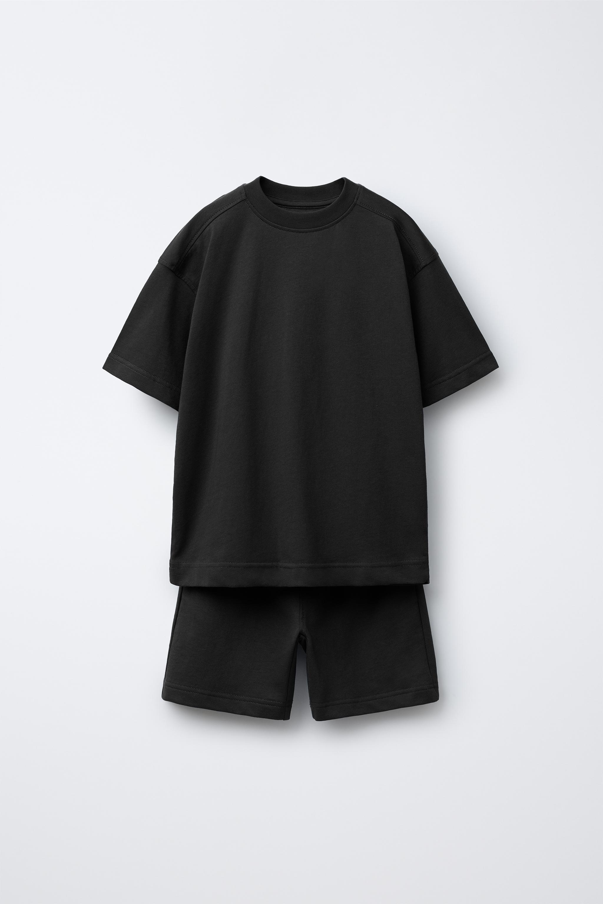 BASIC FLEECE T-SHIRT AND BERMUDA SET