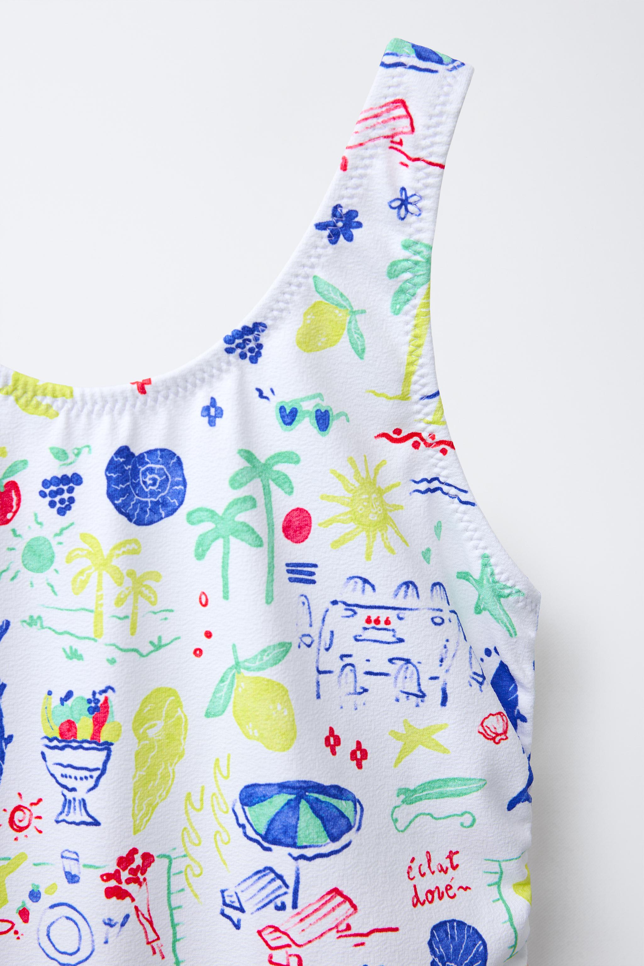 6-14 YEARS/ BEACH PRINT SWIMSUIT