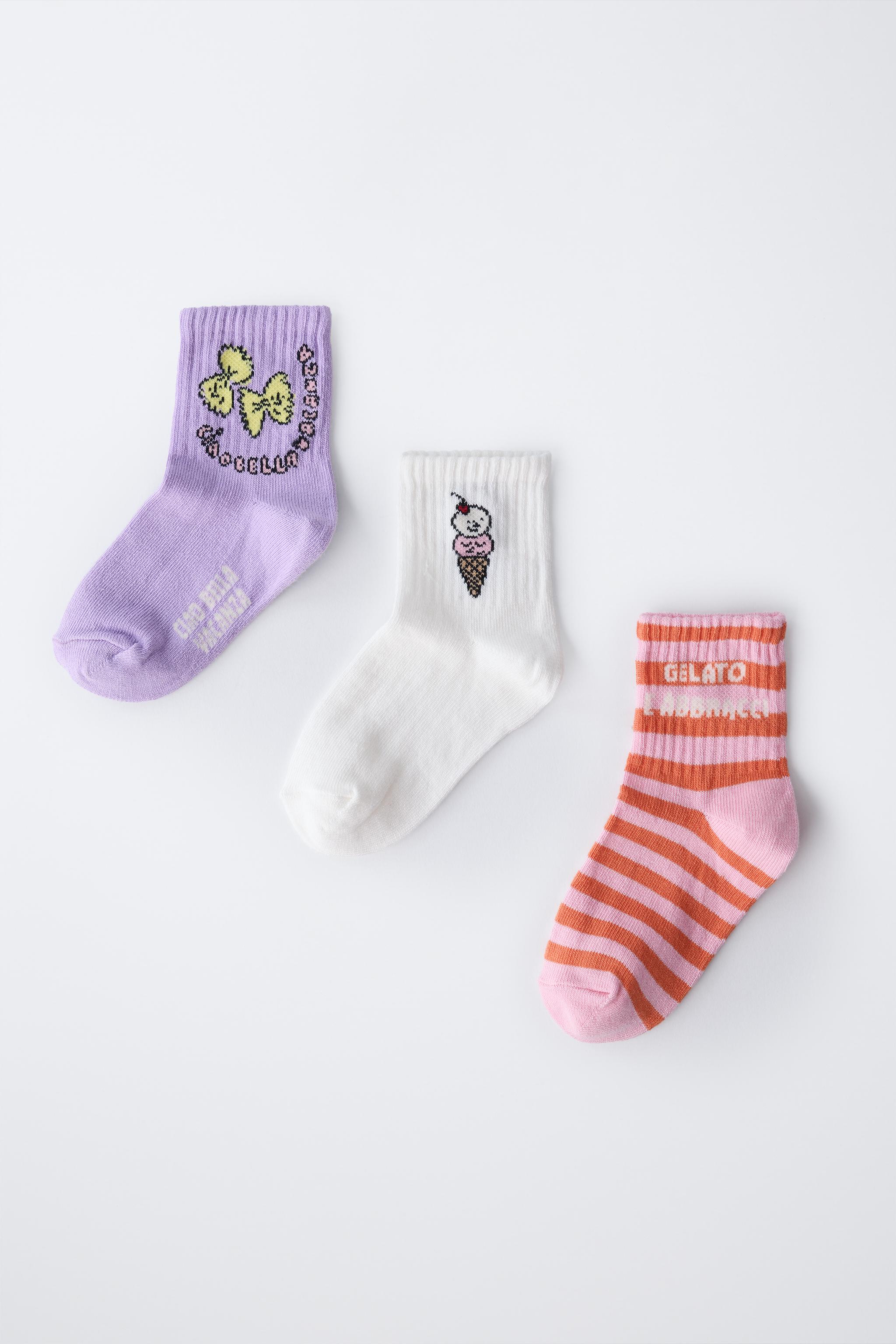 1-6 YEARS/ THREE-PACK OF ICE CREAM AND STRIPE PRINT SOCKS