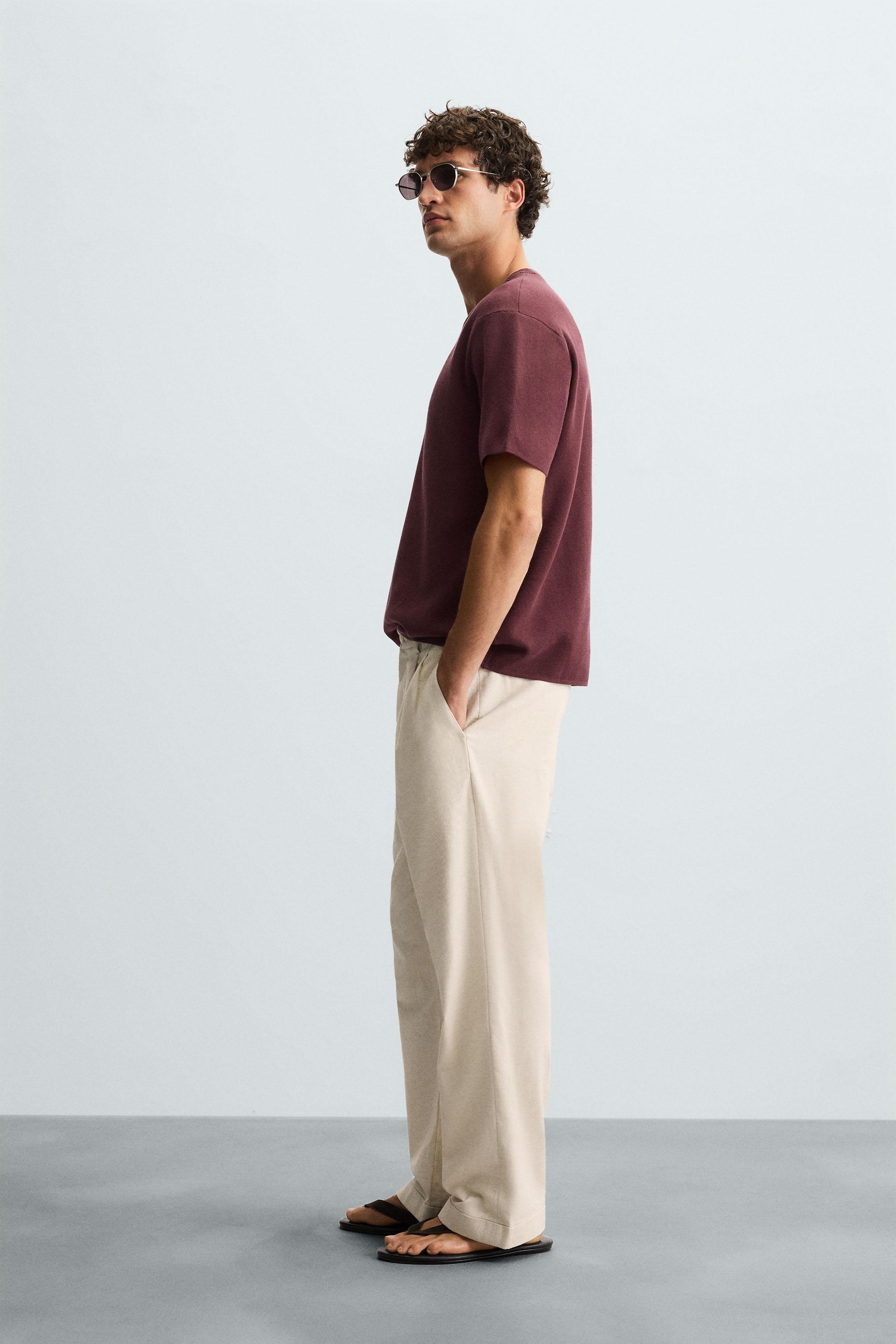 COTTON - LINEN PLEATED PANTS
