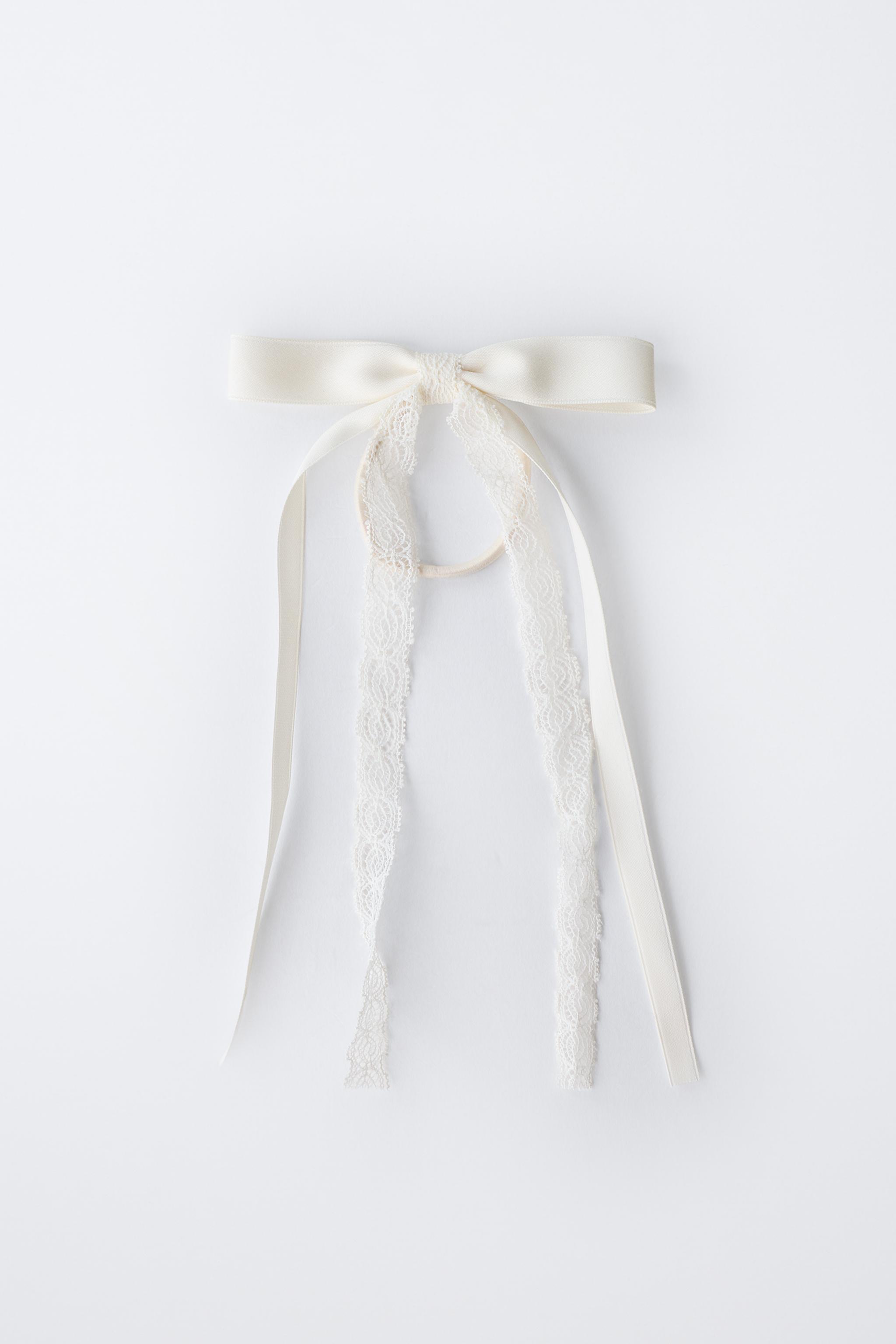 LACE AND PLAIN BOW BOBBY PIN HAIR TIE