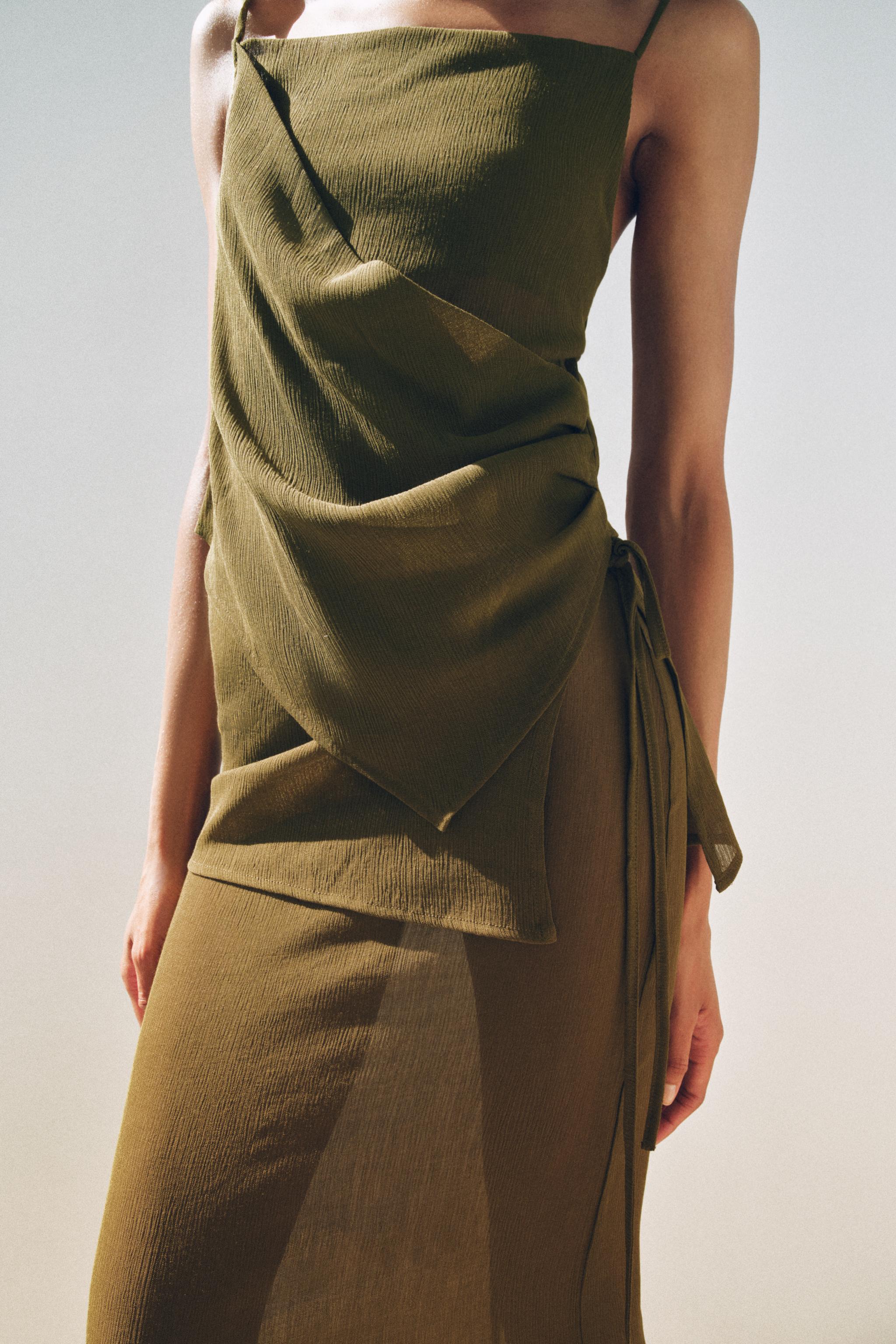 SEMI-SHEER TEXTURED WRAP SKIRT