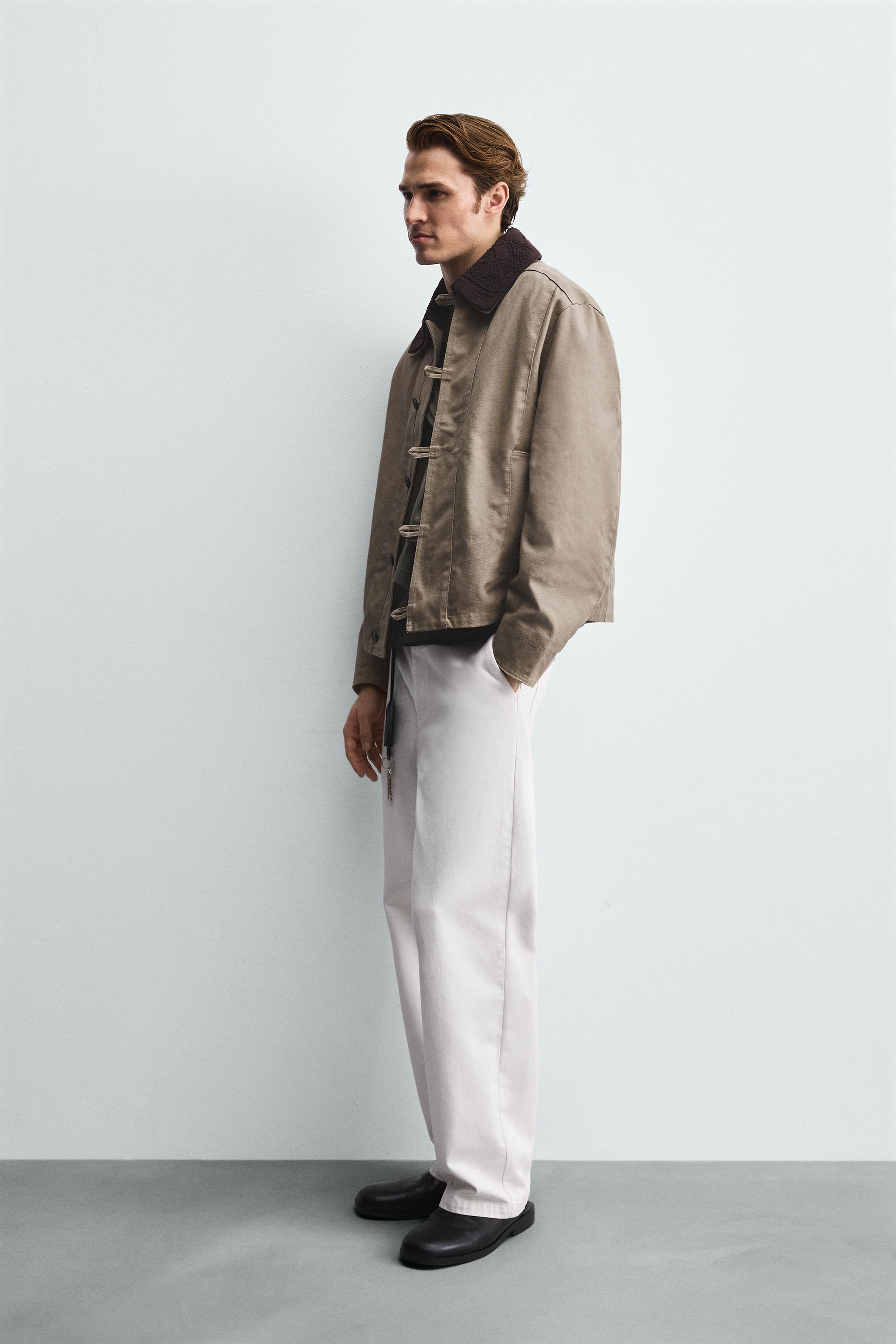 CONTRAST CROCHET COLLAR JACKET