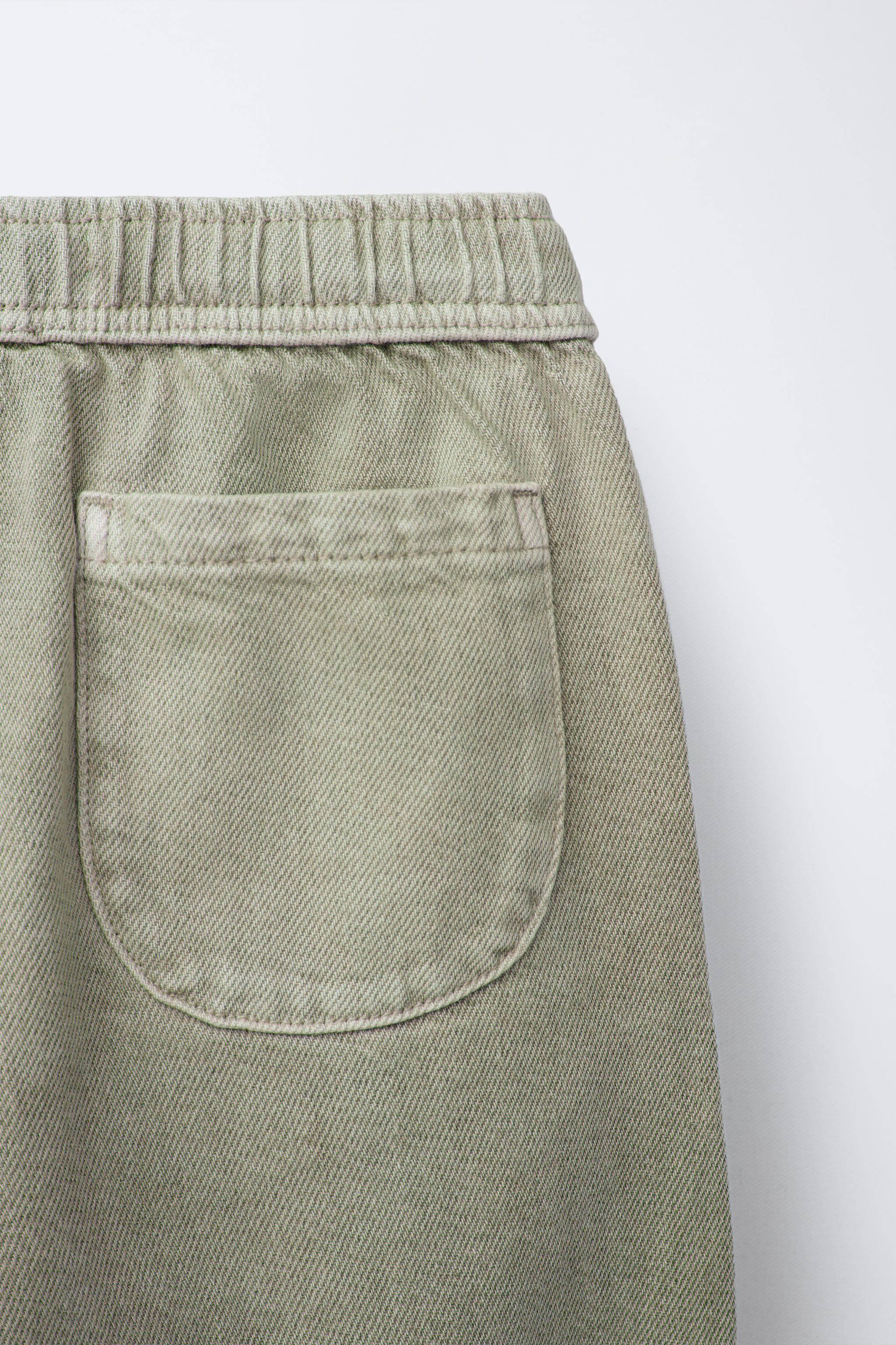 WASHED EFFECT TWILL BALLOON PANTS
