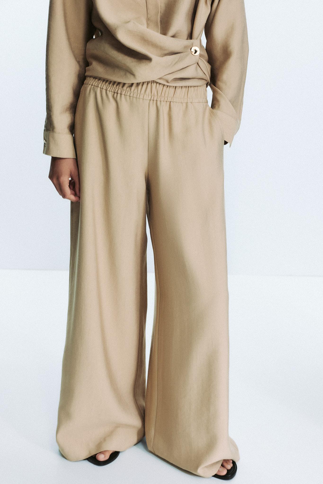 ELASTIC WAIST WIDE LEG PANTS