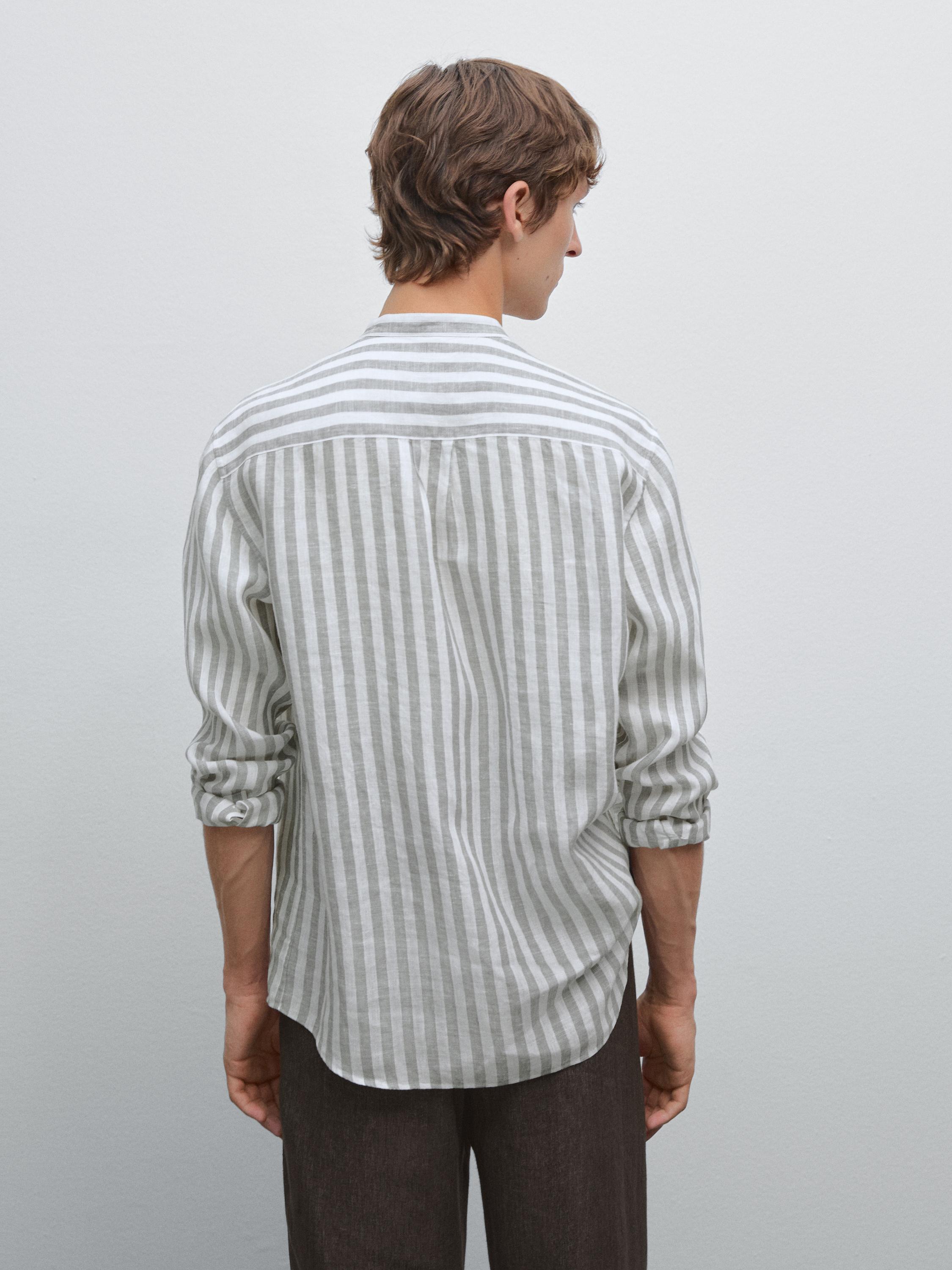Regular-fit shirt with stand collar