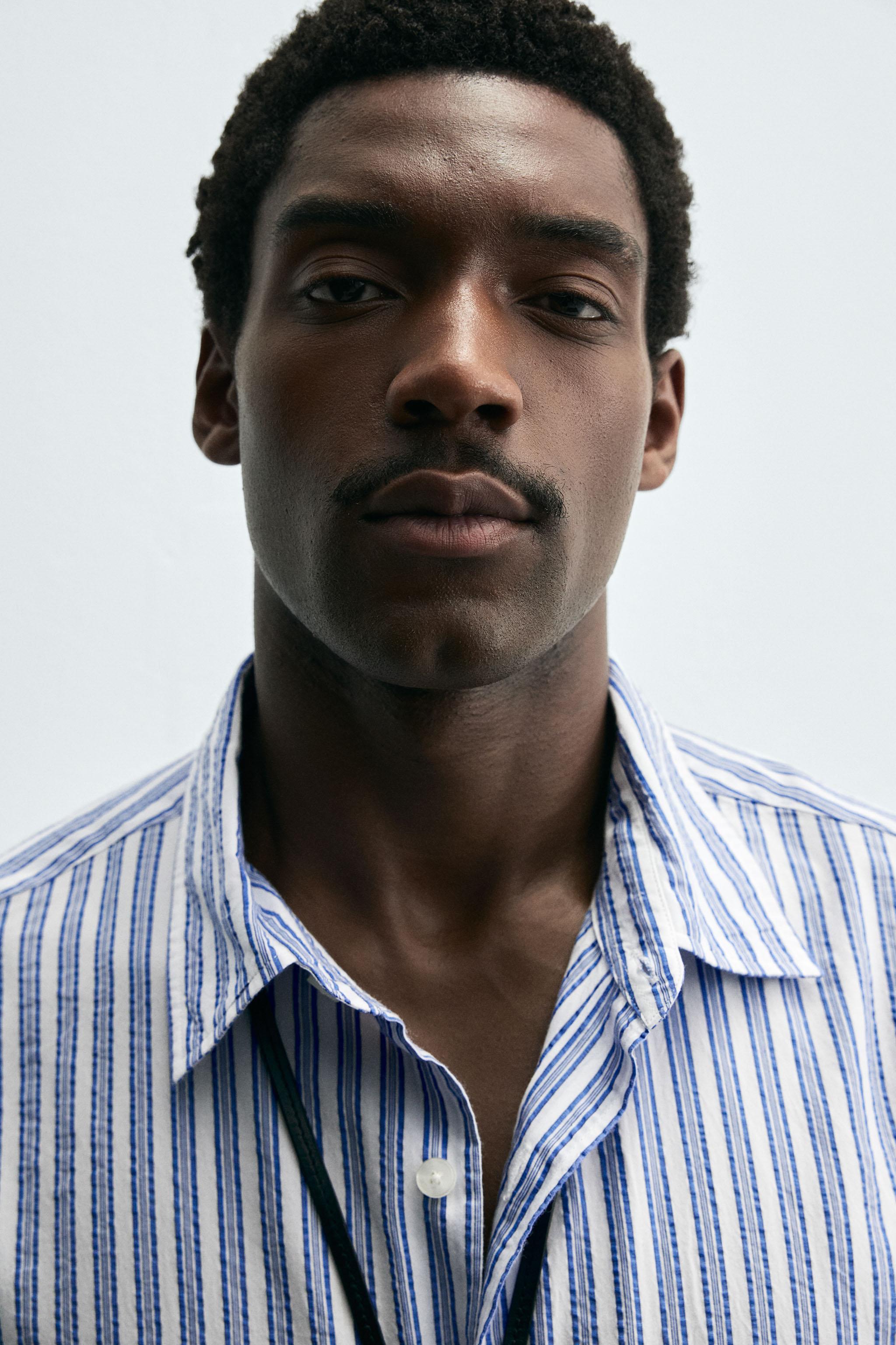 WRINKLED EFFECT STRIPED SHIRT