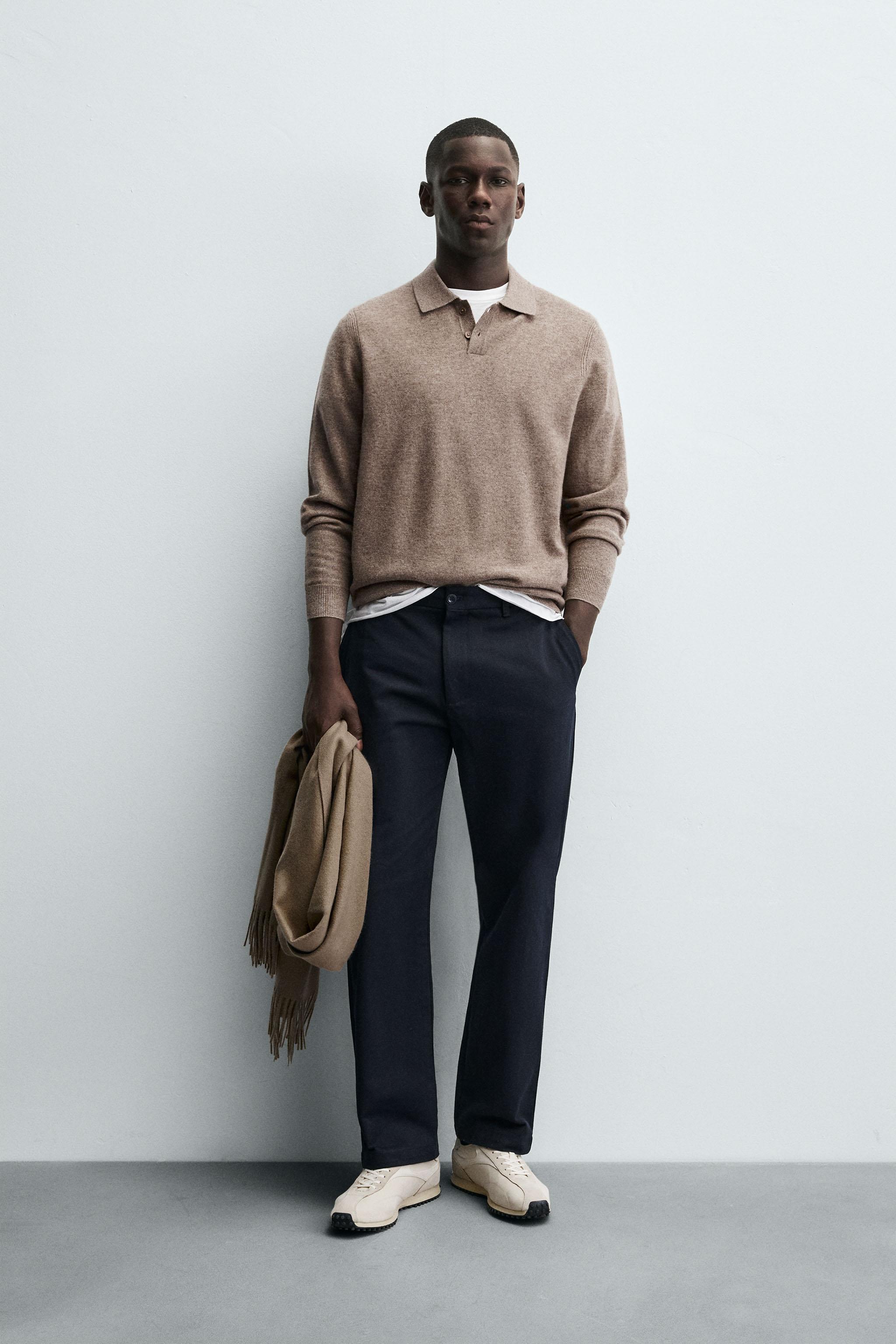 TEXTURED STRAIGHT FIT PANTS