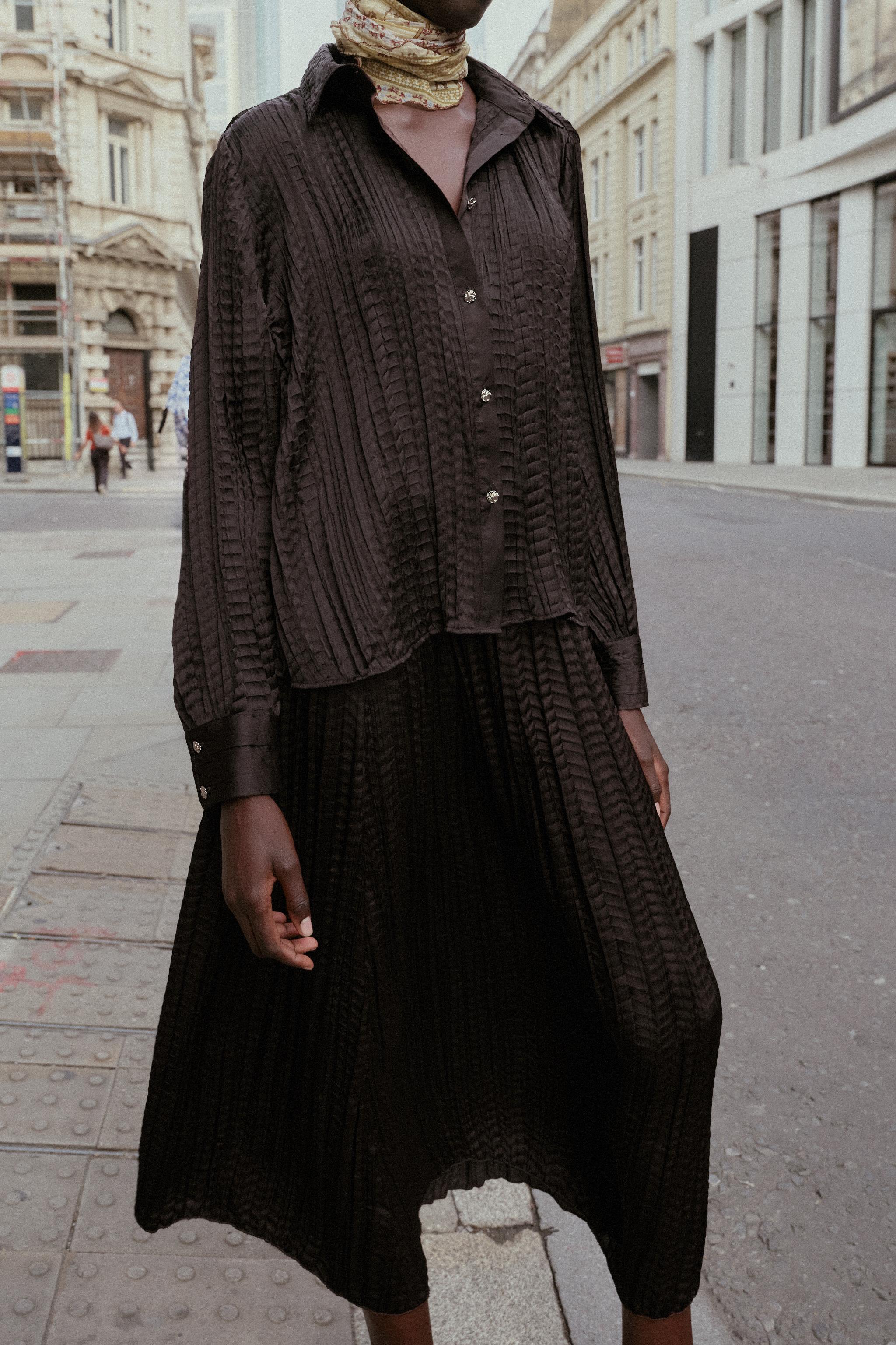 CRINKLED SATIN EFFECT OVERSIZED SHIRT