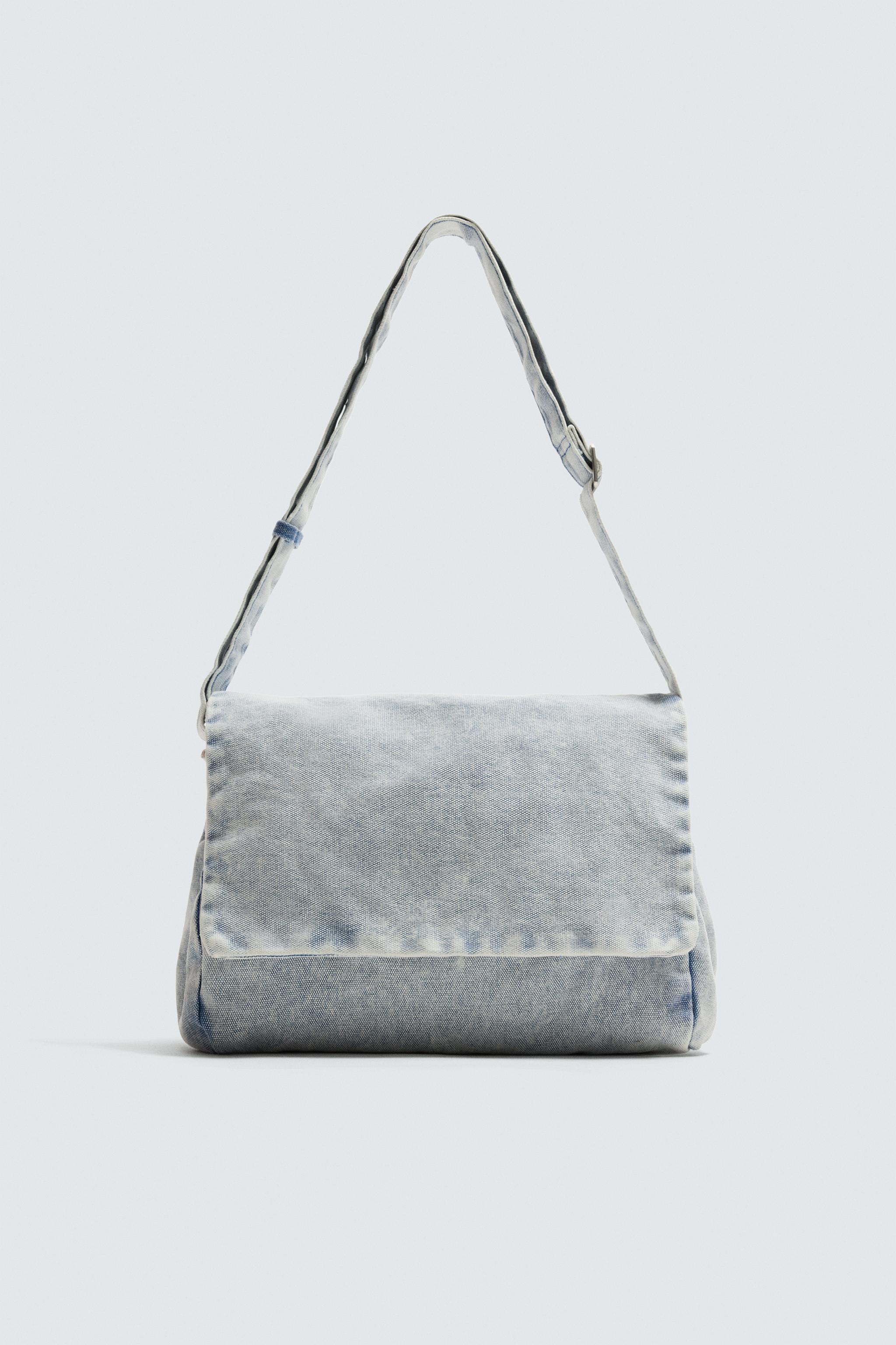 WASHED-EFFECT DENIM CROSSBODY BAG