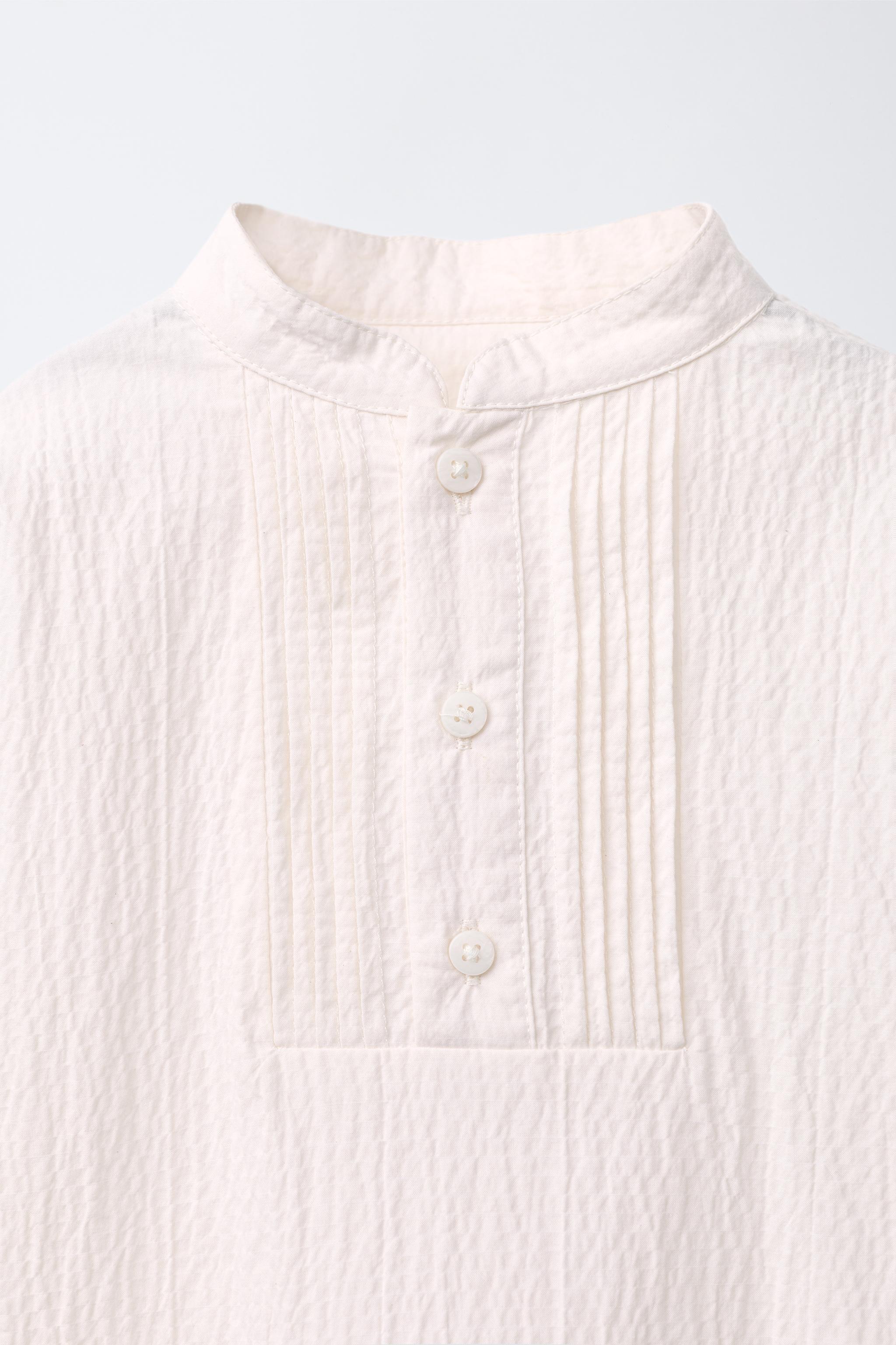 TEXTURED SHIRT WITH MANDARIN COLLAR