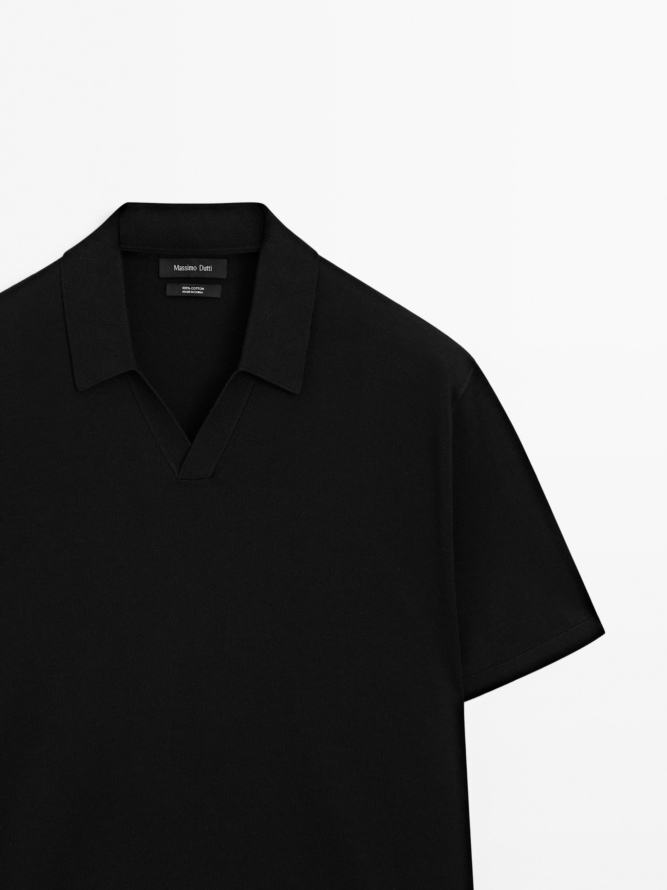 Short sleeve cotton knit polo shirt