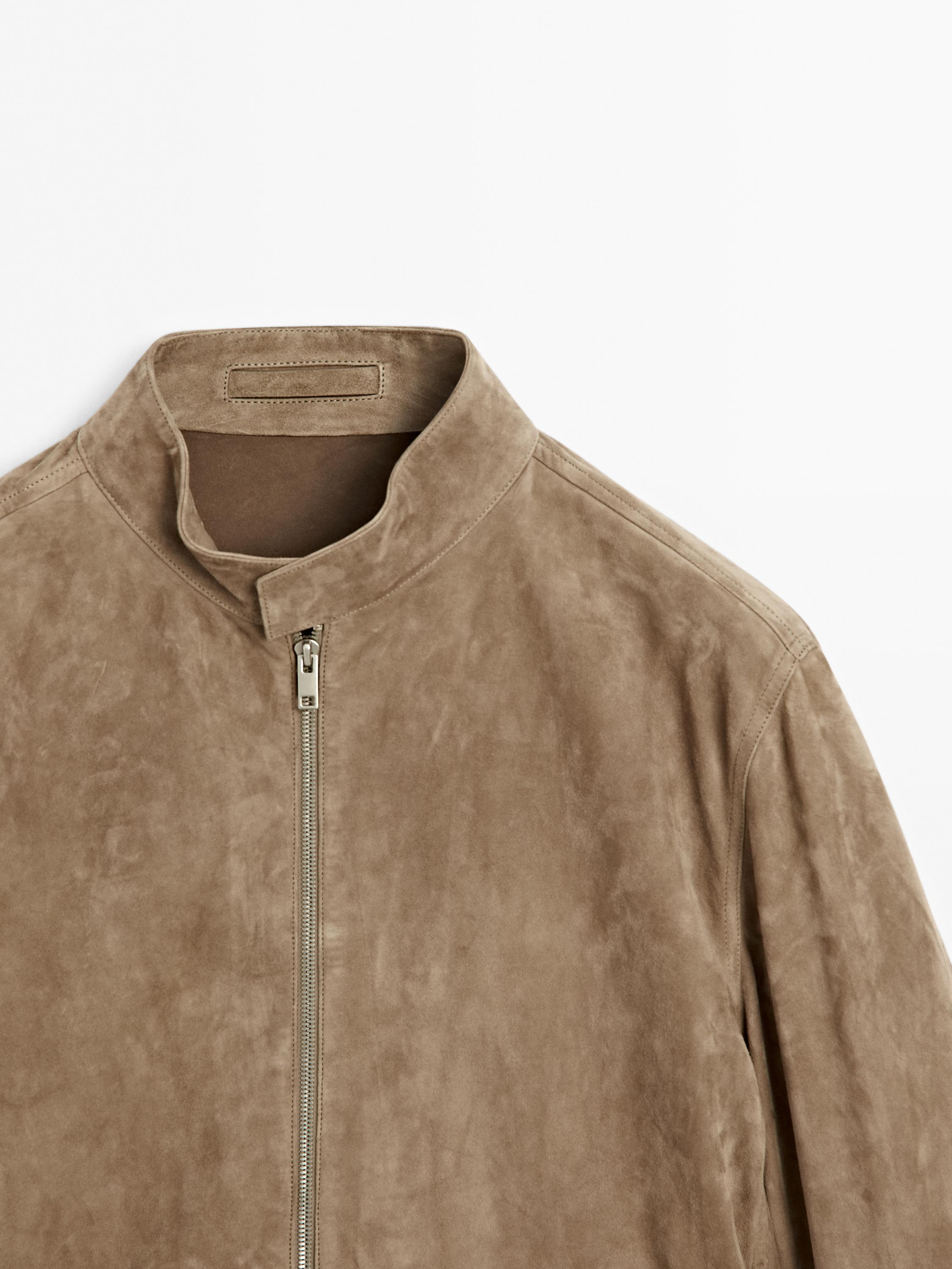 Short suede goatskin jacket