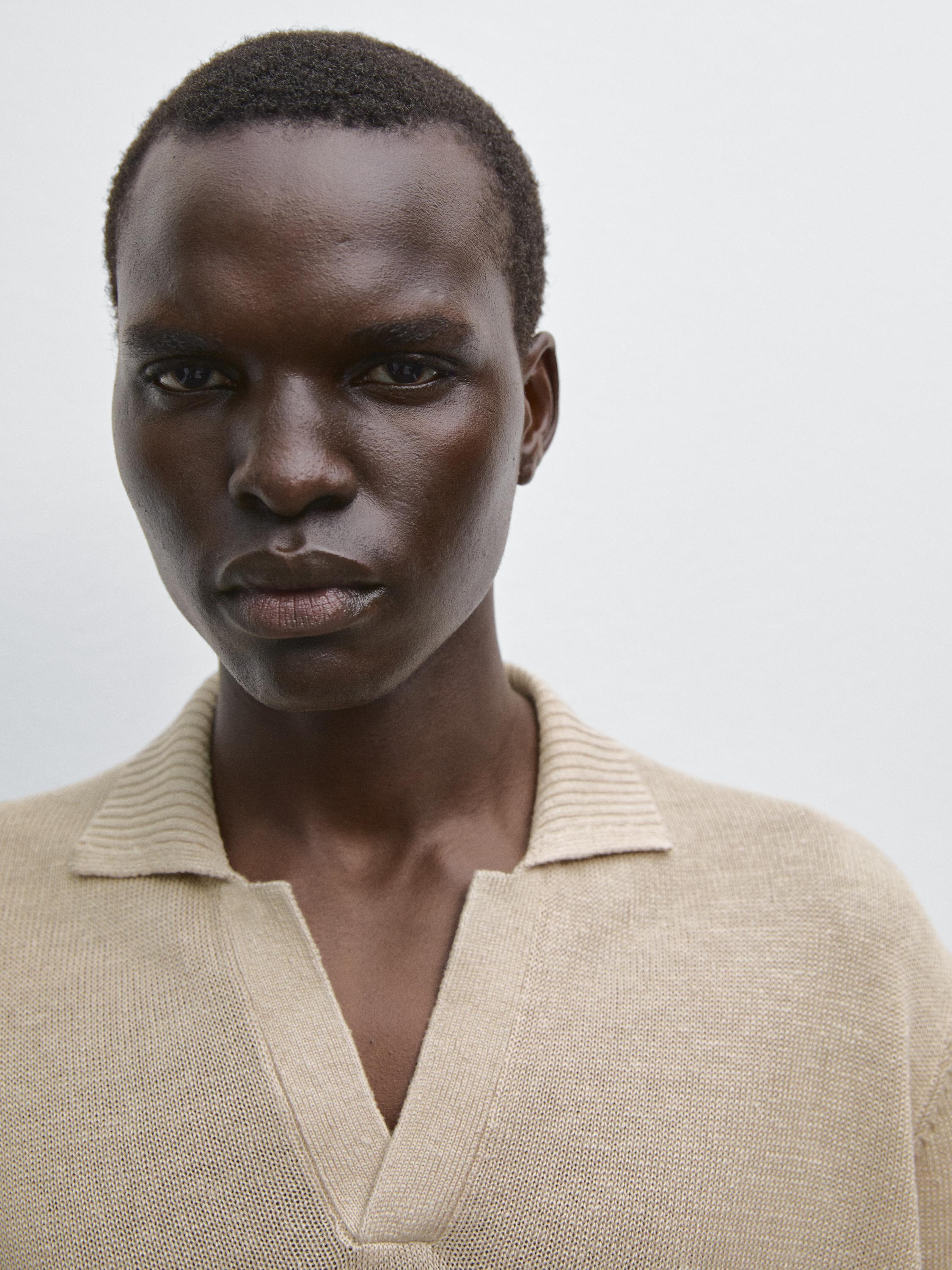 Knit V-neck polo shirt