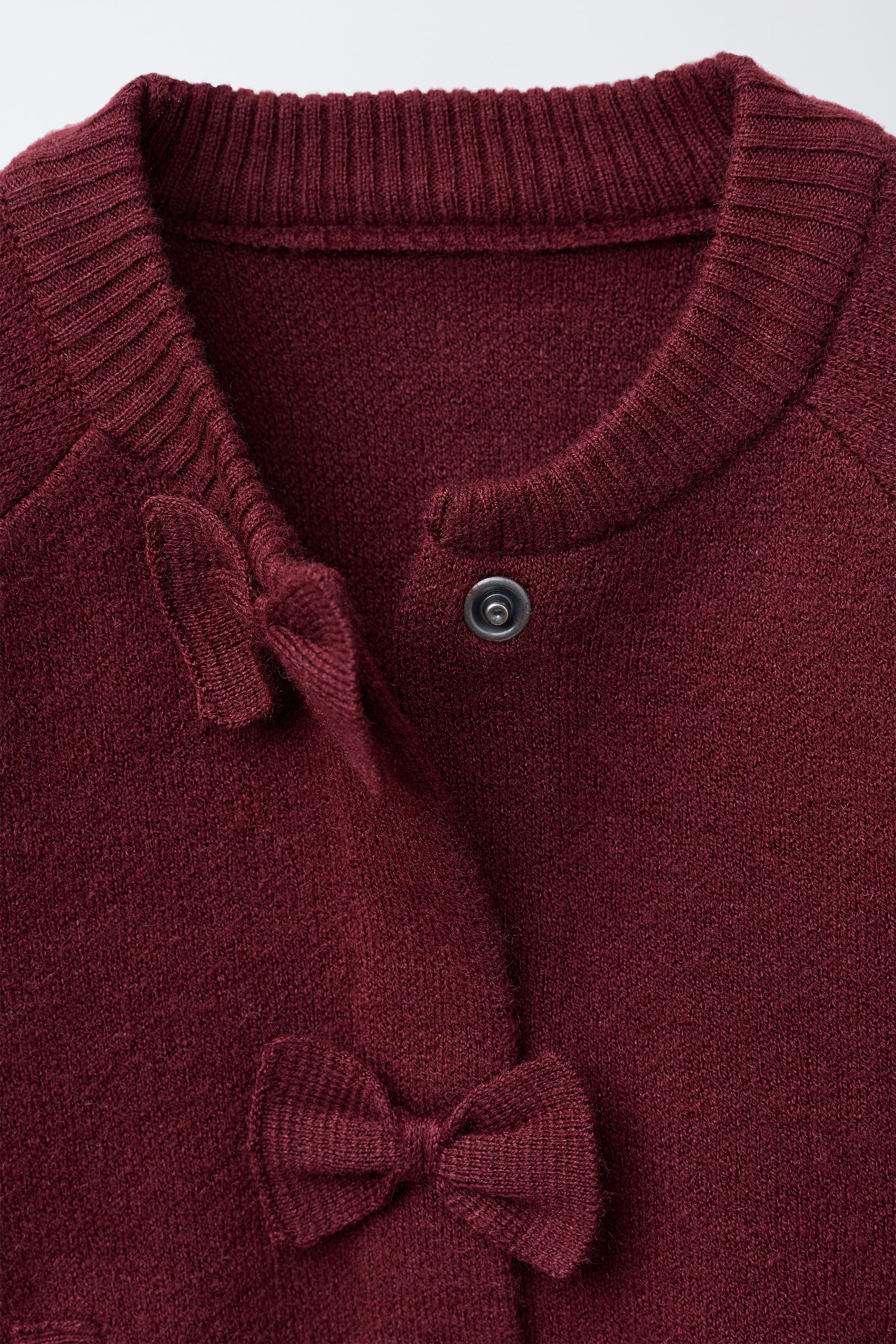 BOW DETAIL KNIT BOMBER JACKET