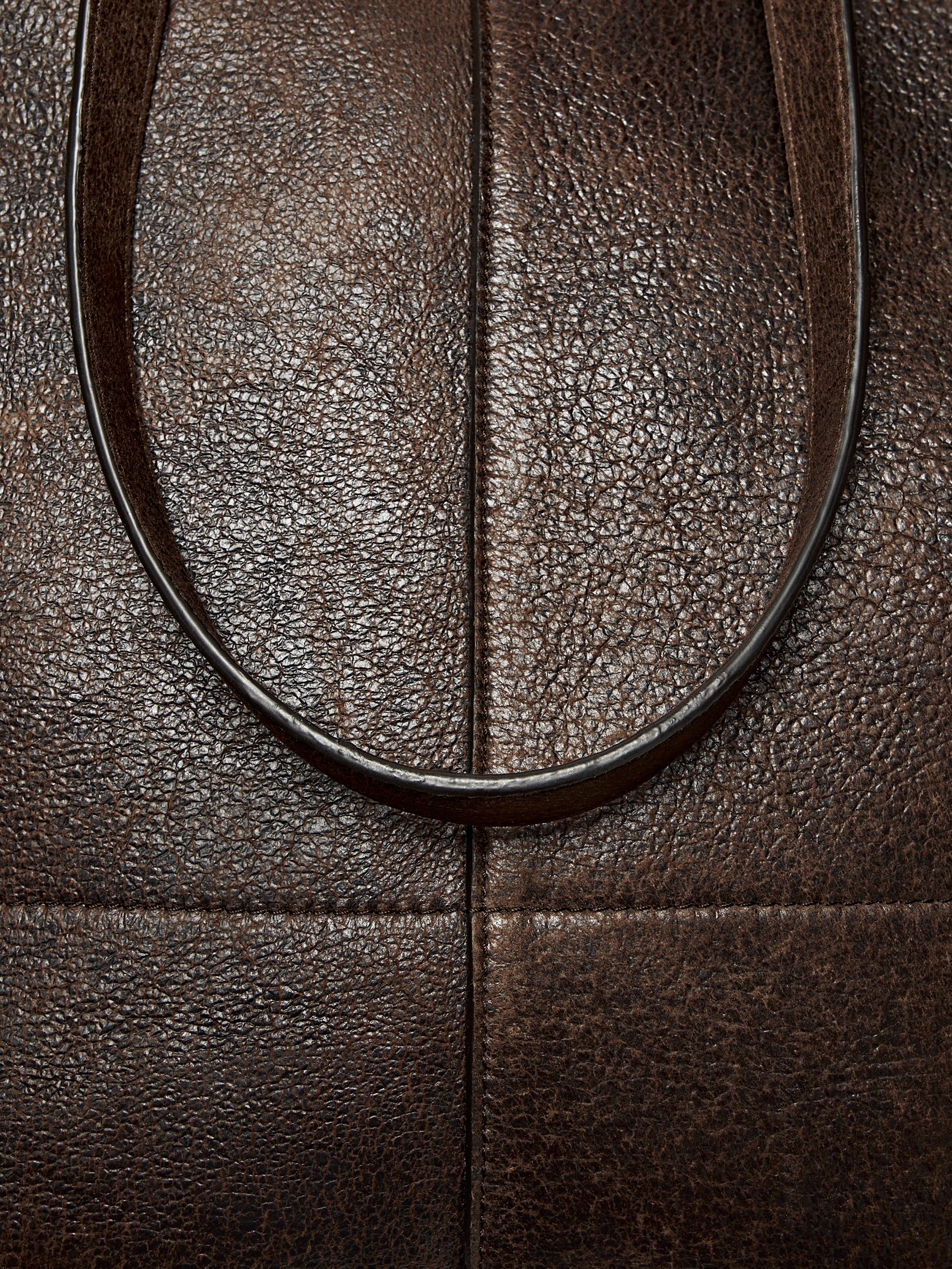 Suede leather tote bag with crackled finish