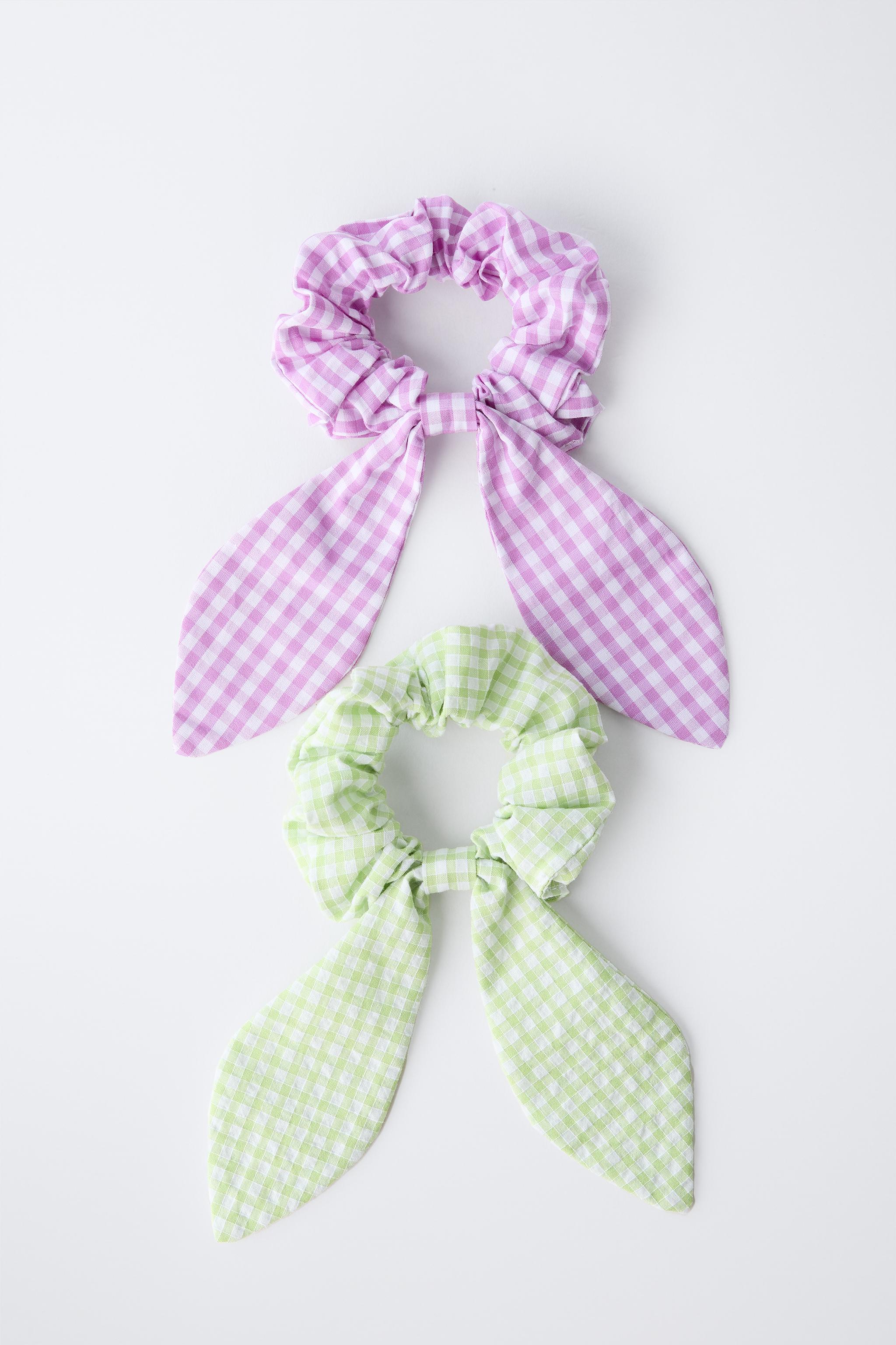 TWO-PACK OF GINGHAM BOW SCRUNCHIES