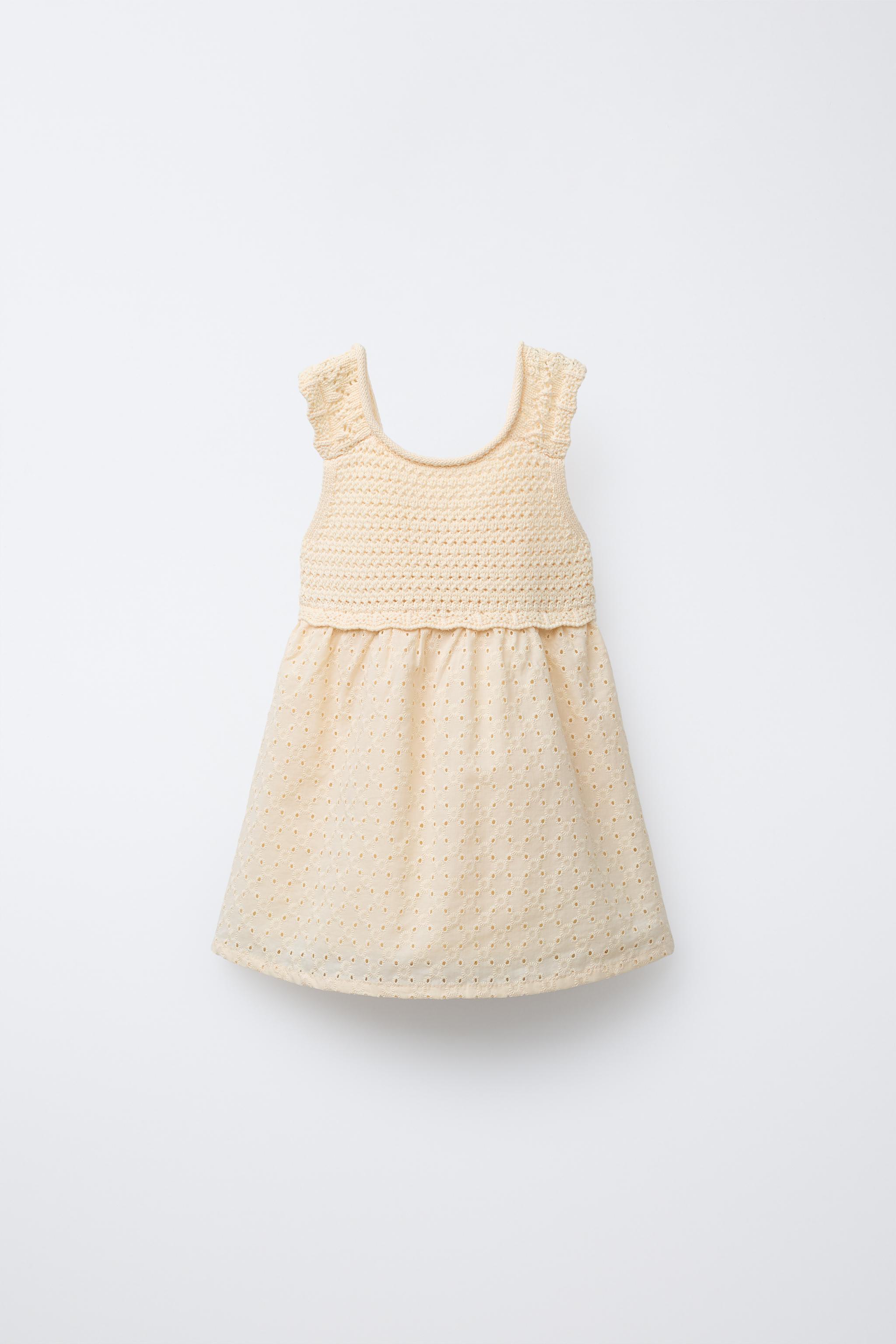 COMBINATION KNIT AND SWISS EMBROIDERED DRESS