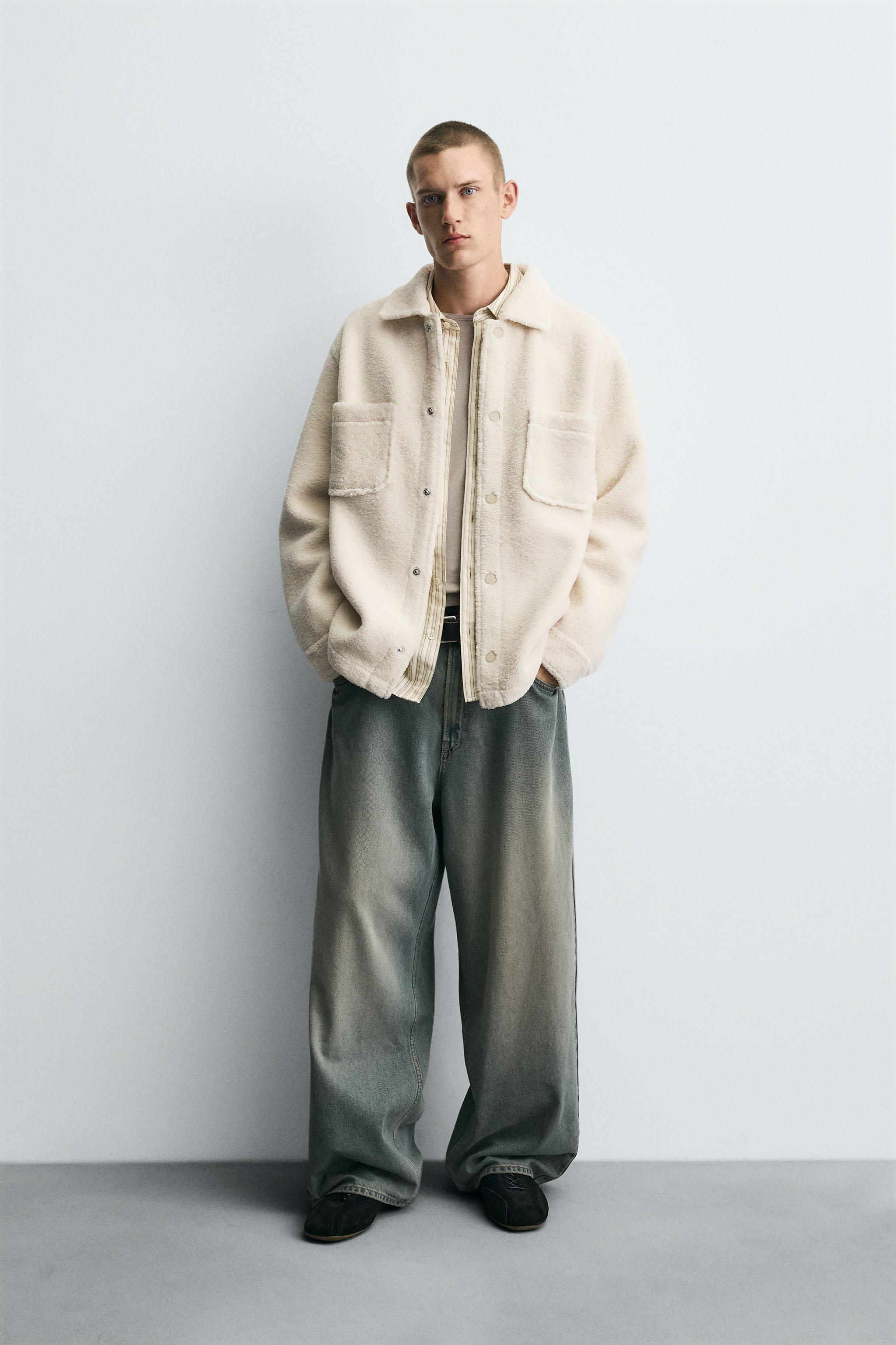 FAUX FUR EFFECT OVERSHIRT WITH POCKETS