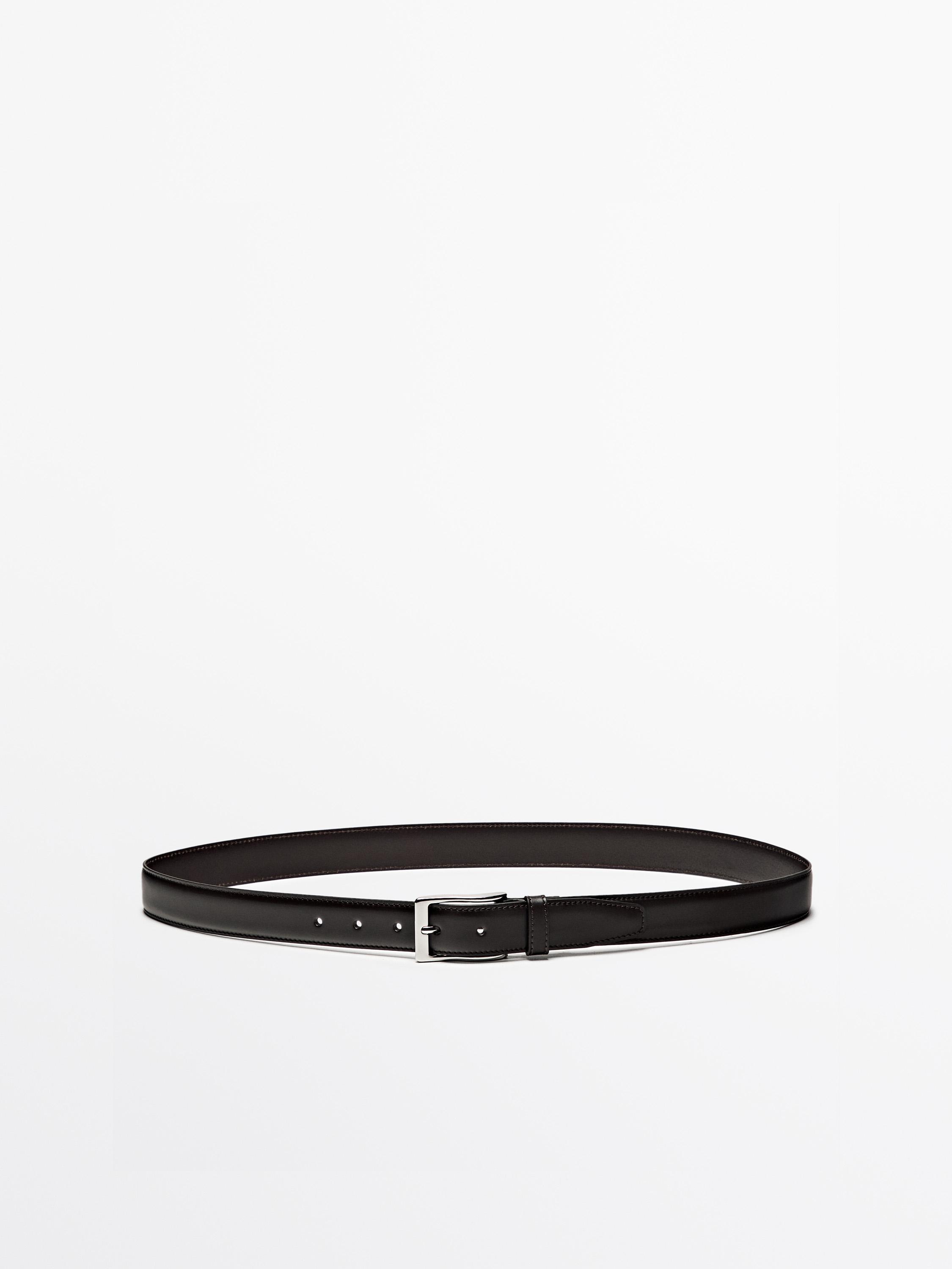 Smart nappa leather belt with topstitching
