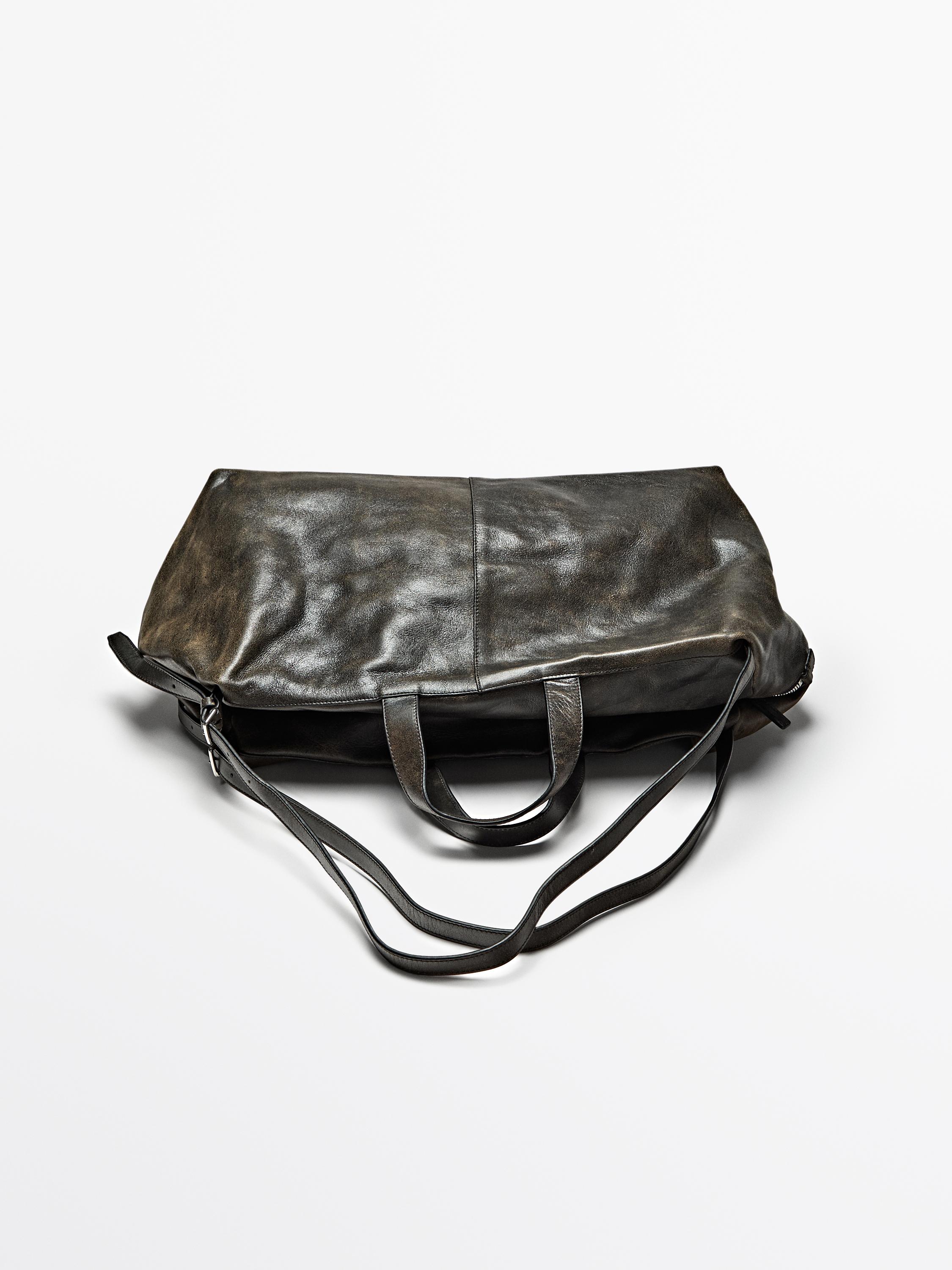 Crackled nappa leather duffle bag