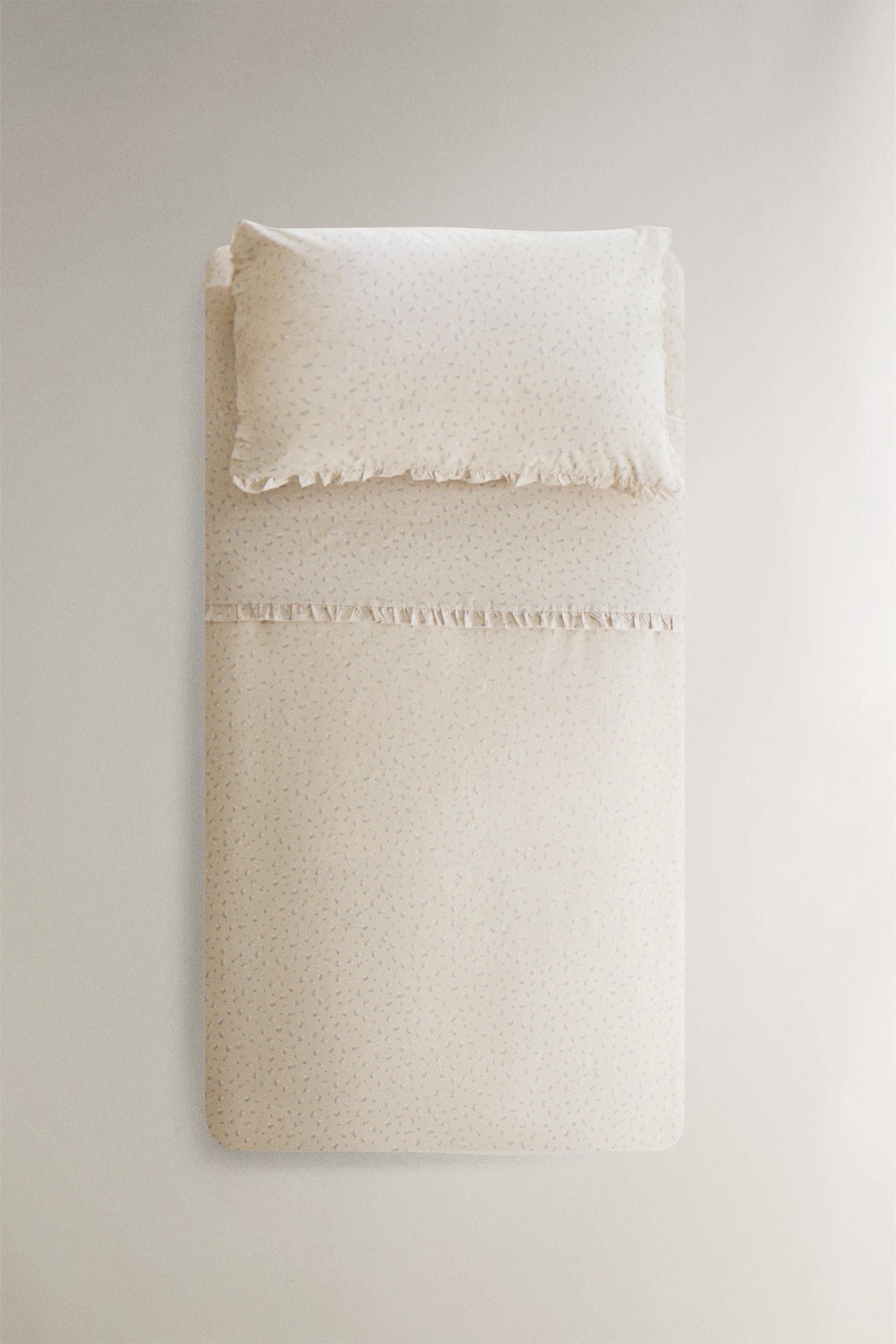 CHILDREN'S RUFFLED DUVET COVER WITH FLOWERS