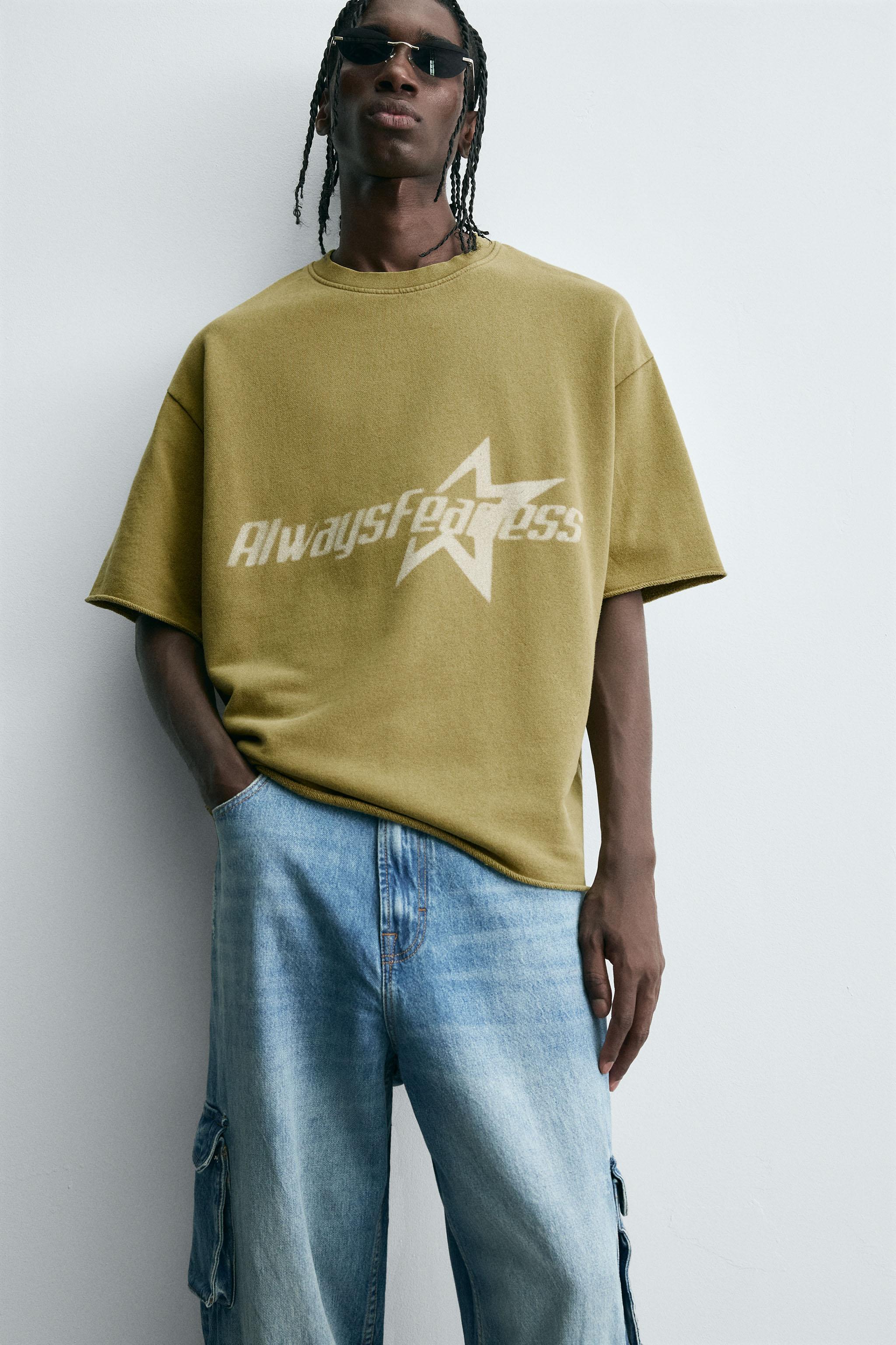 GARMENT-DYED TEXT PRINT SWEATSHIRT