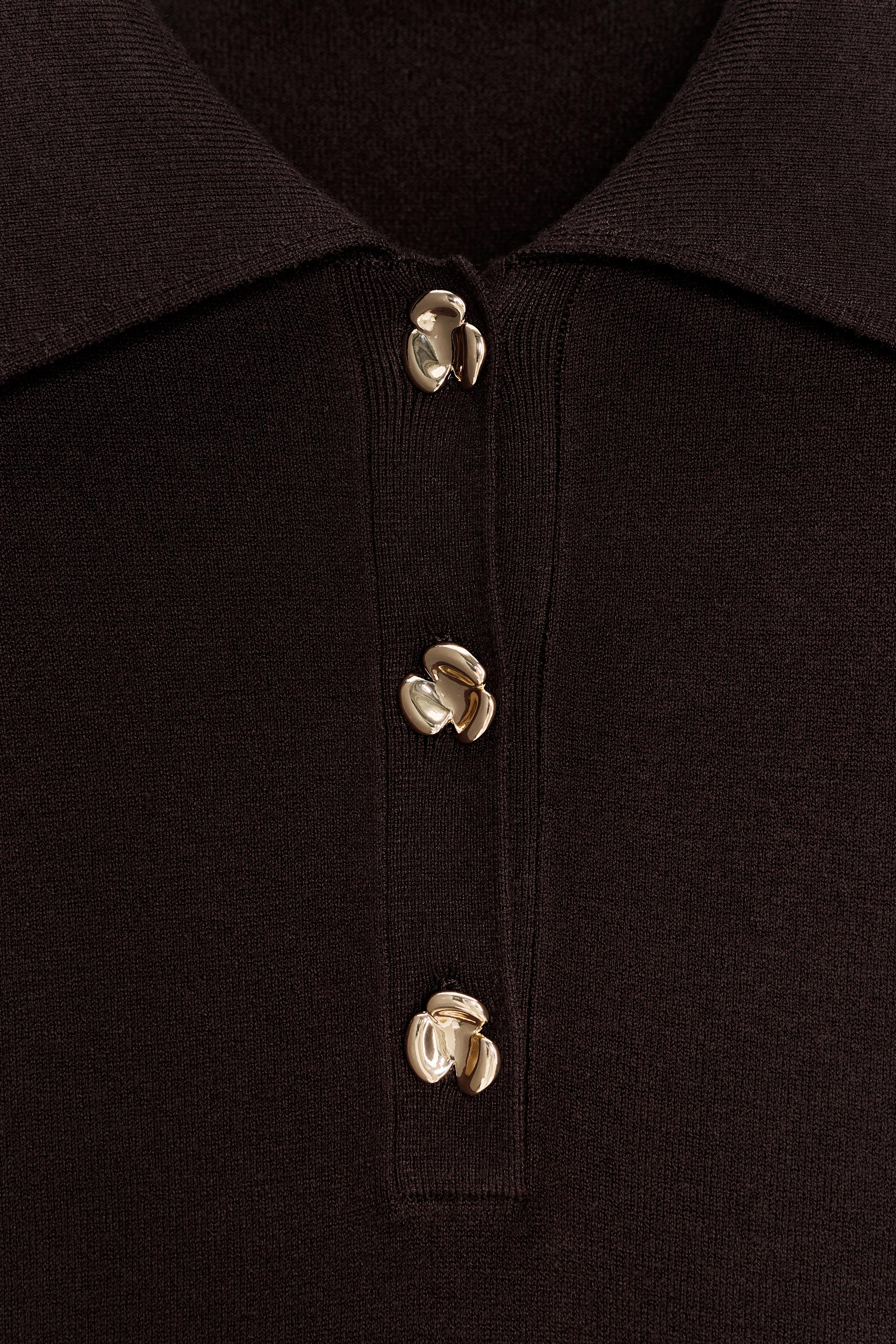 SHORT SLEEVE KNIT POLO TOP