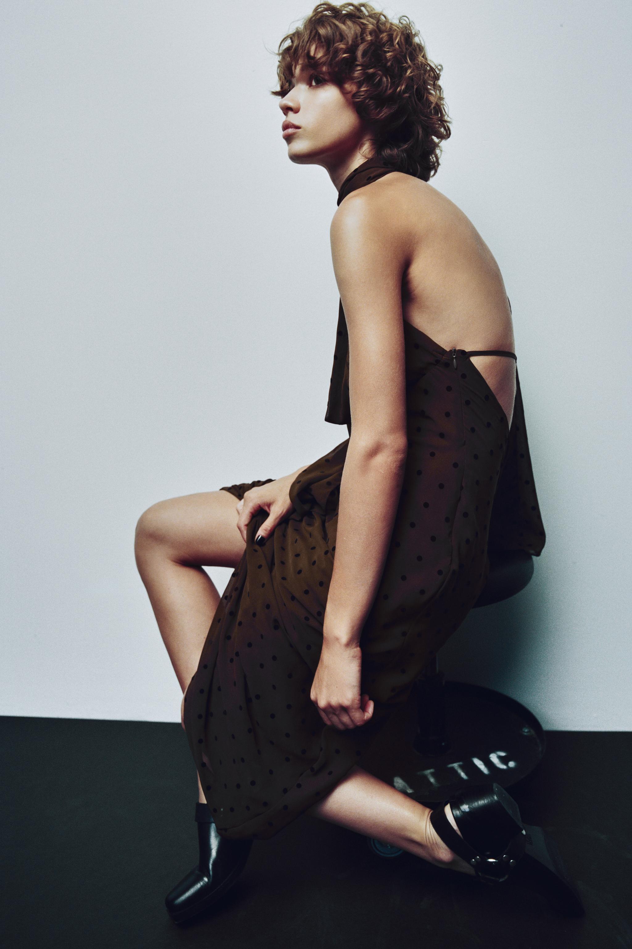 POLKA DOT SCARF MAXI DRESS