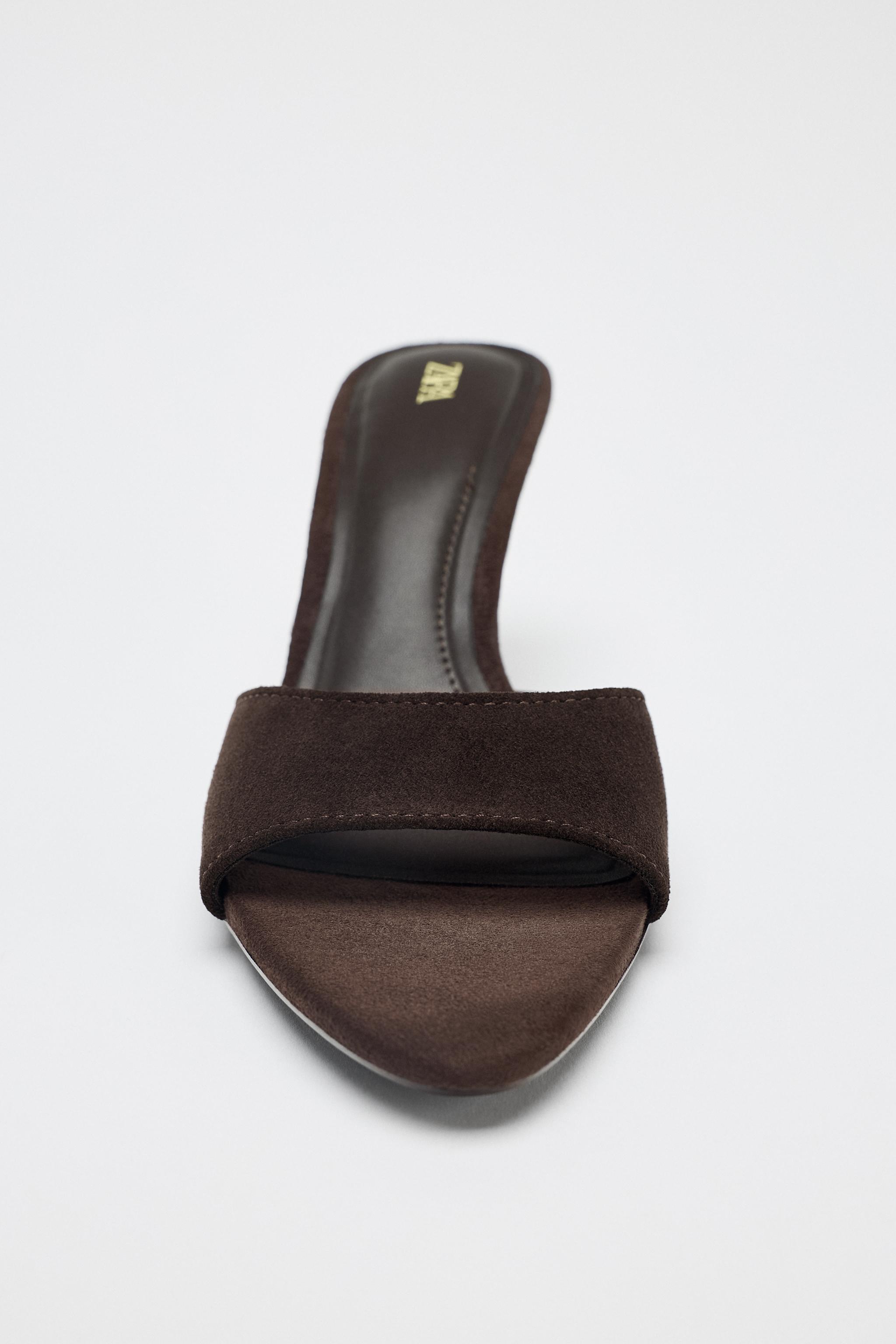 SPLIT LEATHER HEELED SANDALS