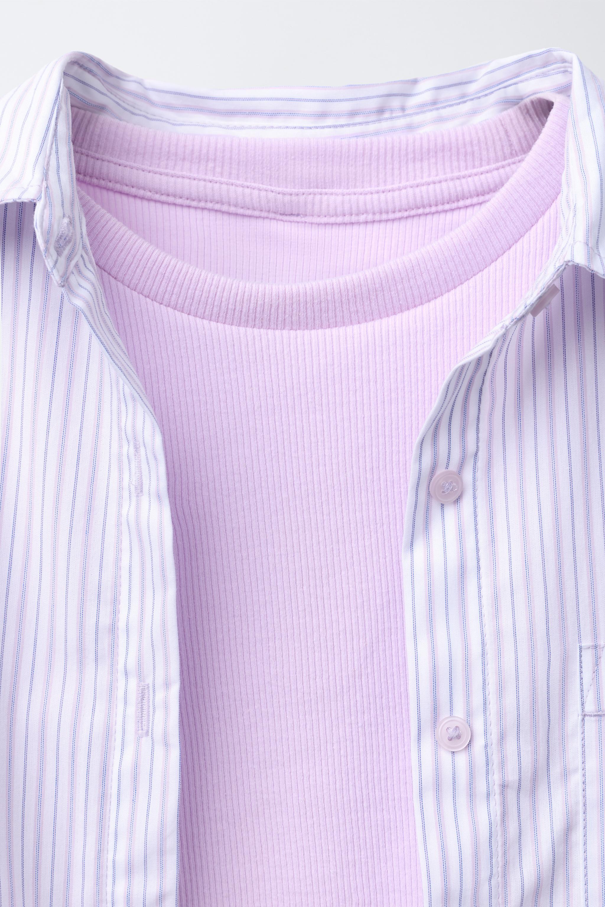STRIPED POPLIN SHIRT AND RIB T-SHIRT PACK