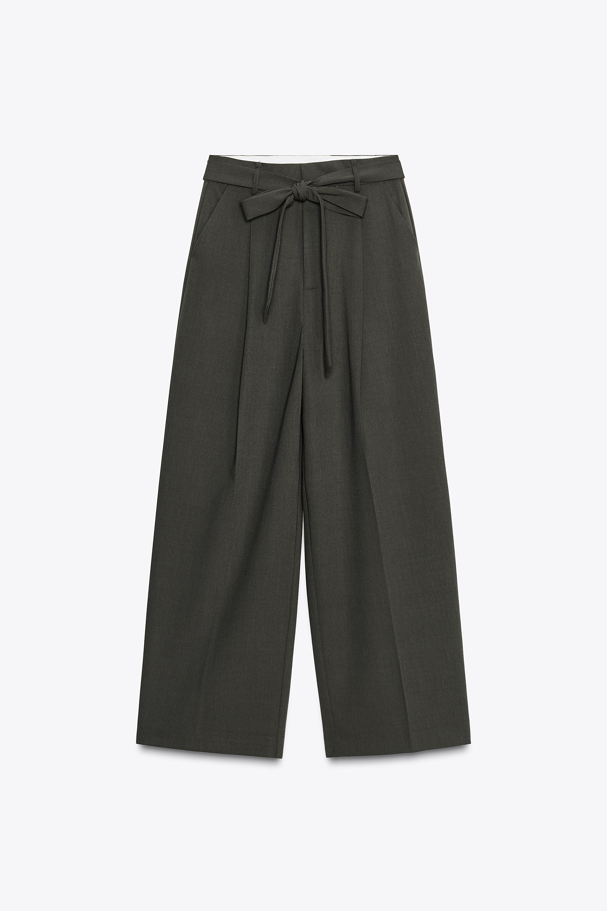 PLEATED BELTED PANTS