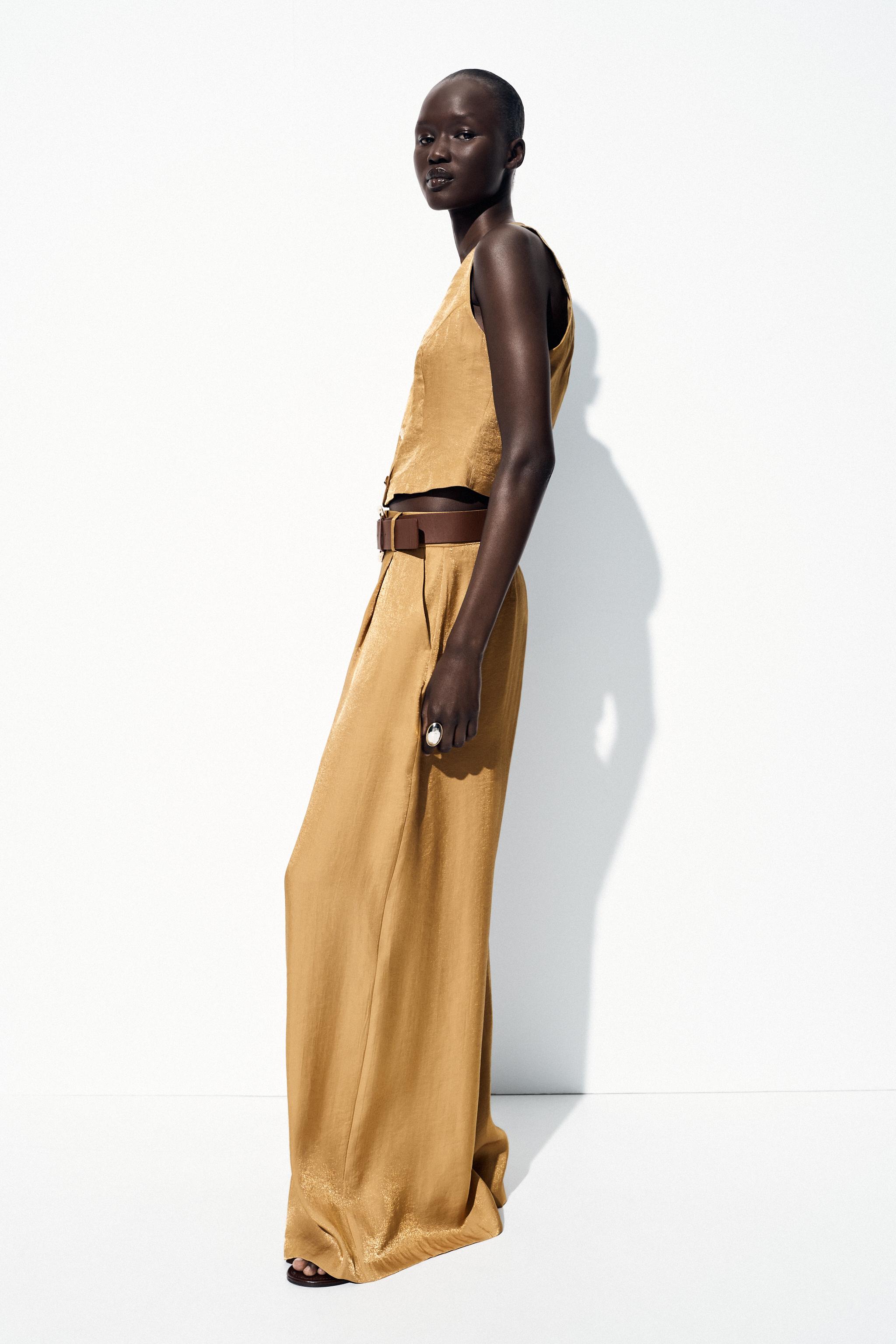 GOLD BUTTON SATIN EFFECT TOP