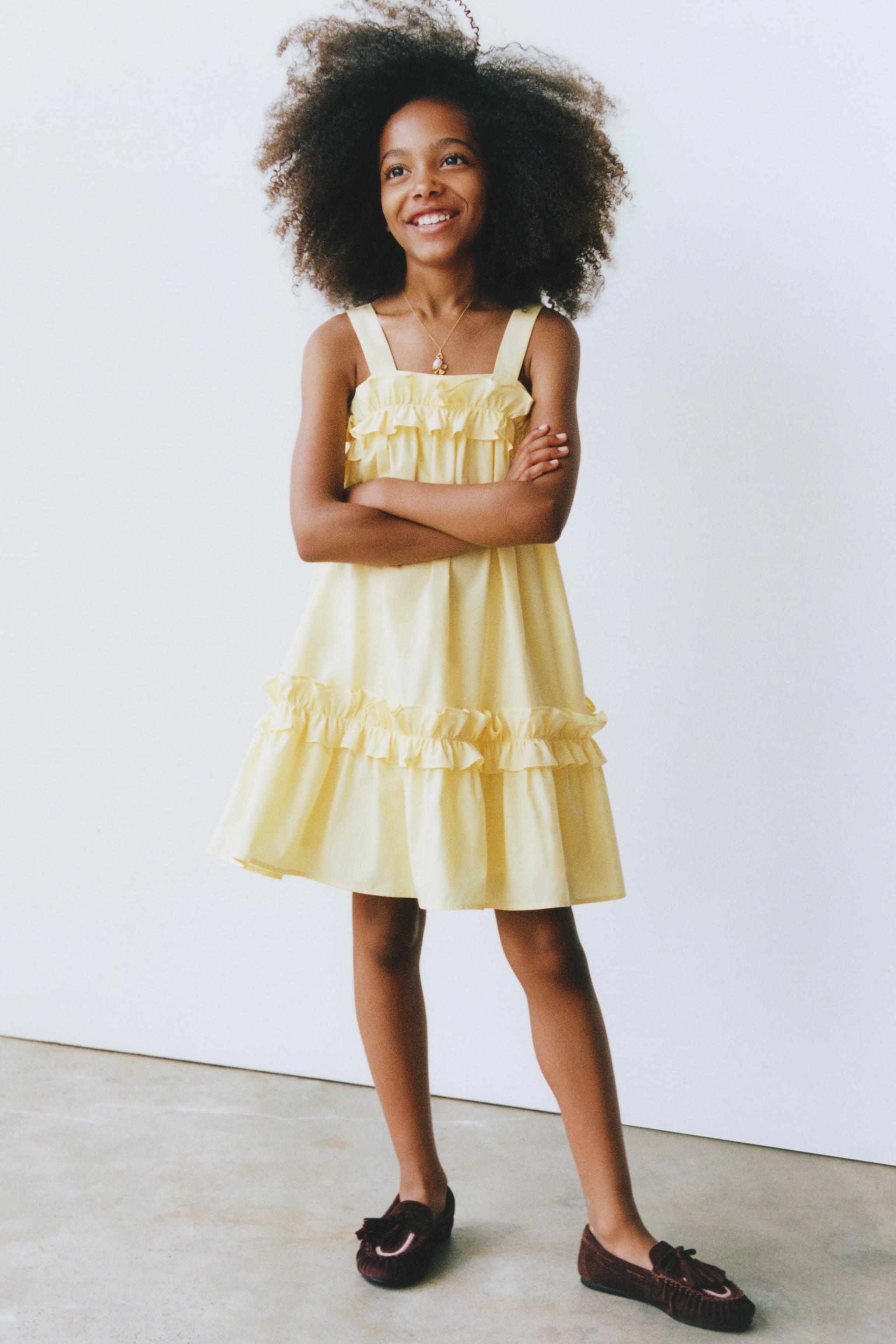 FLOUNCED POPLIN DRESS