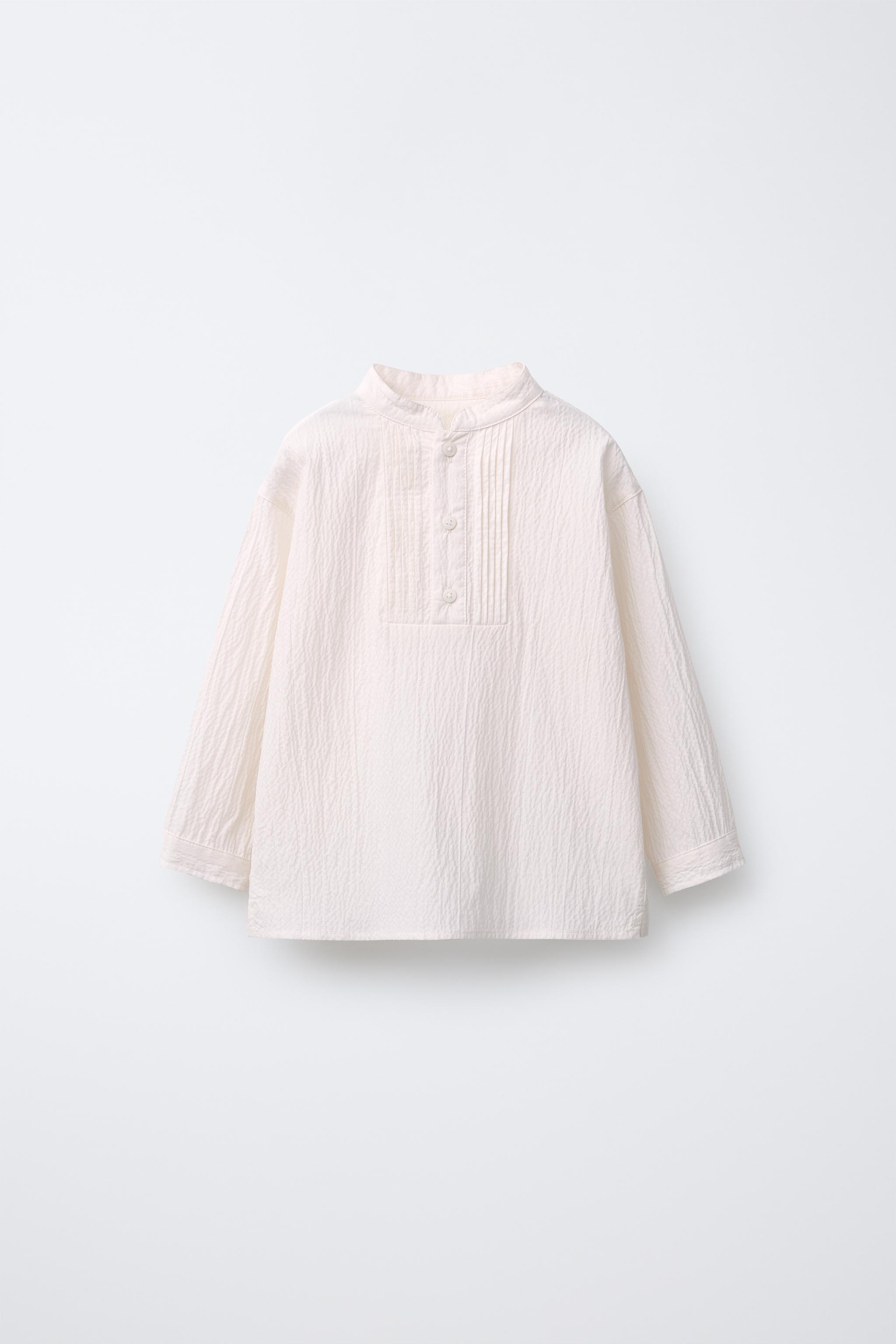 TEXTURED SHIRT WITH MANDARIN COLLAR