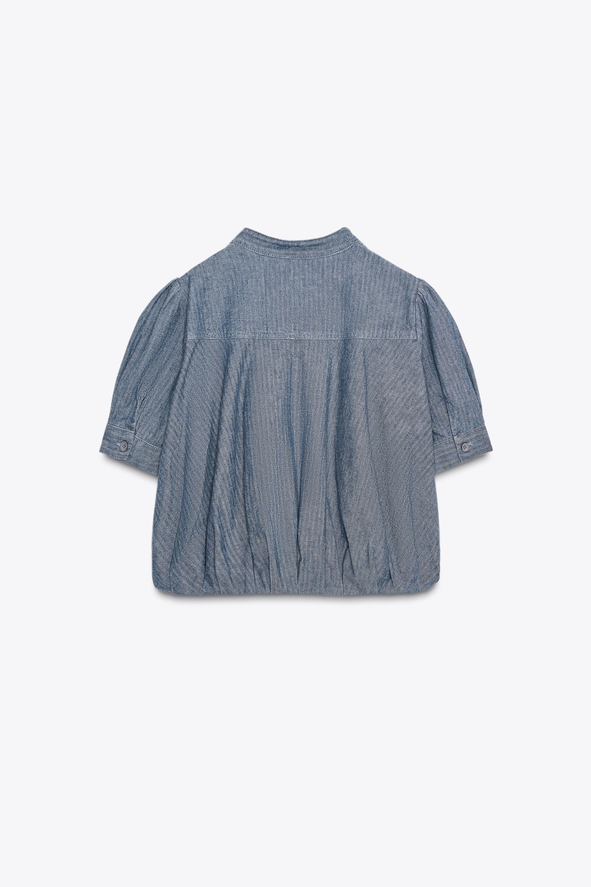 ZW COLLECTION PLEATED DENIM SHIRT