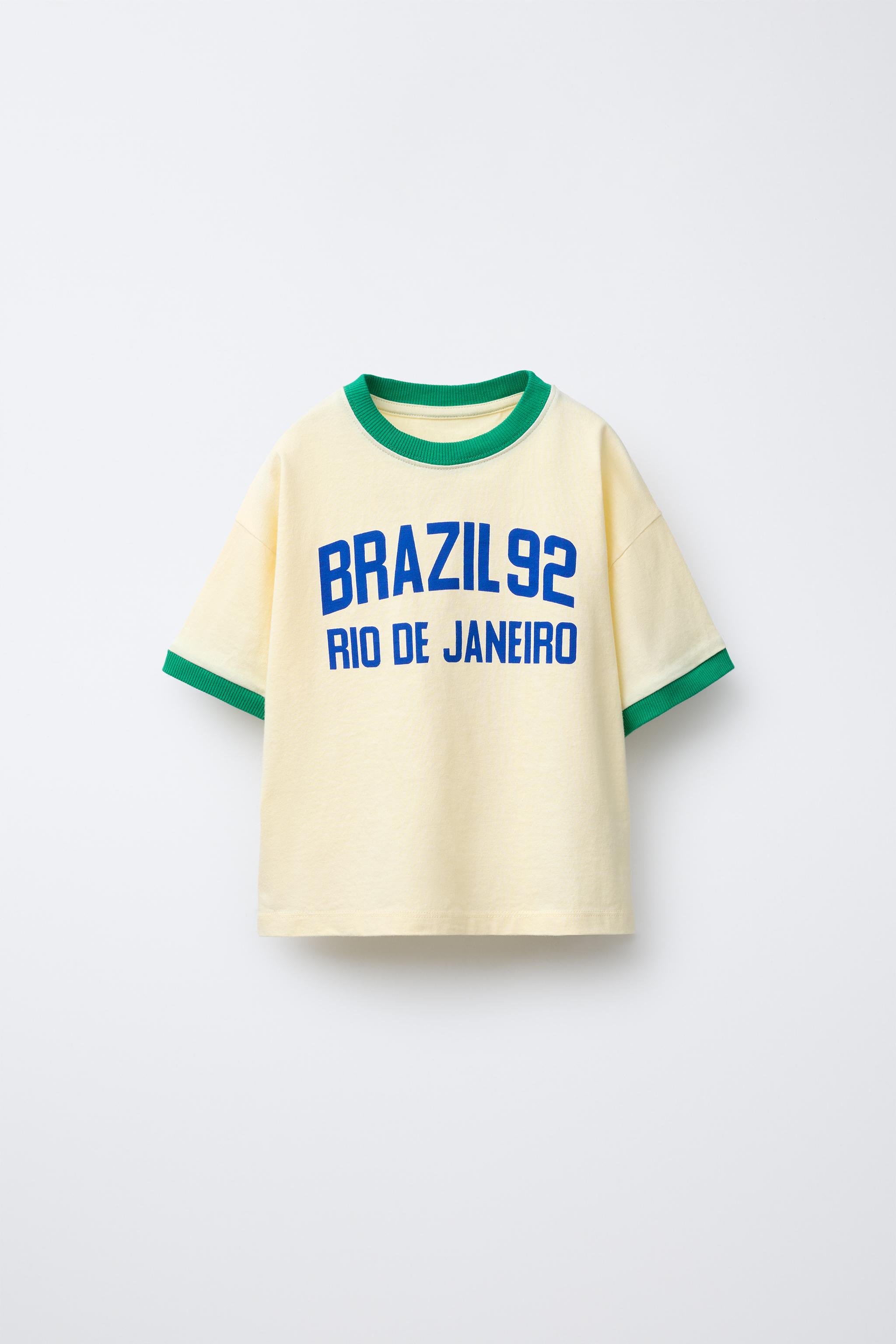 CONTRAST TRIM TEXT T-SHIRT