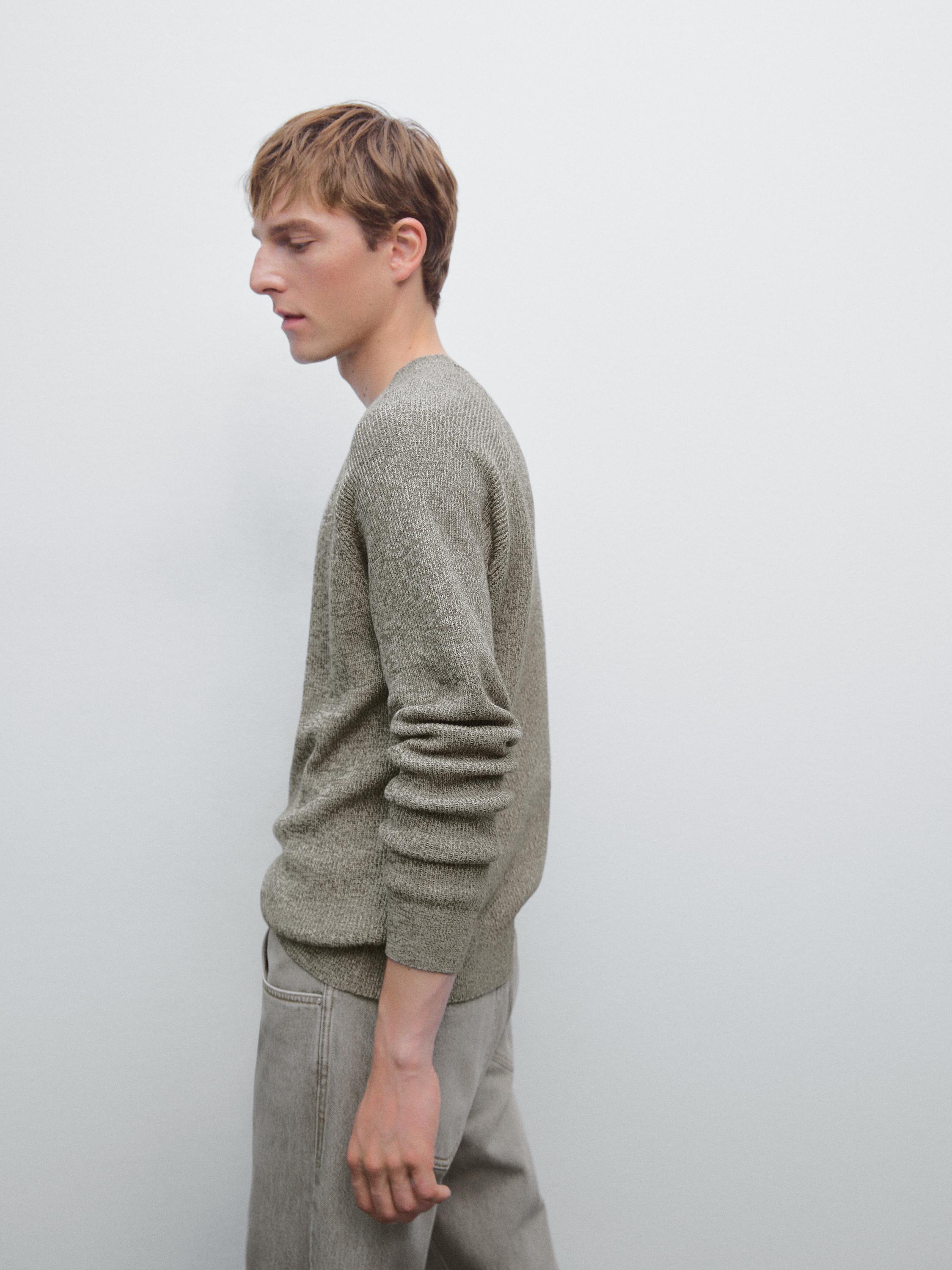 Crew neck mouliné knit sweater