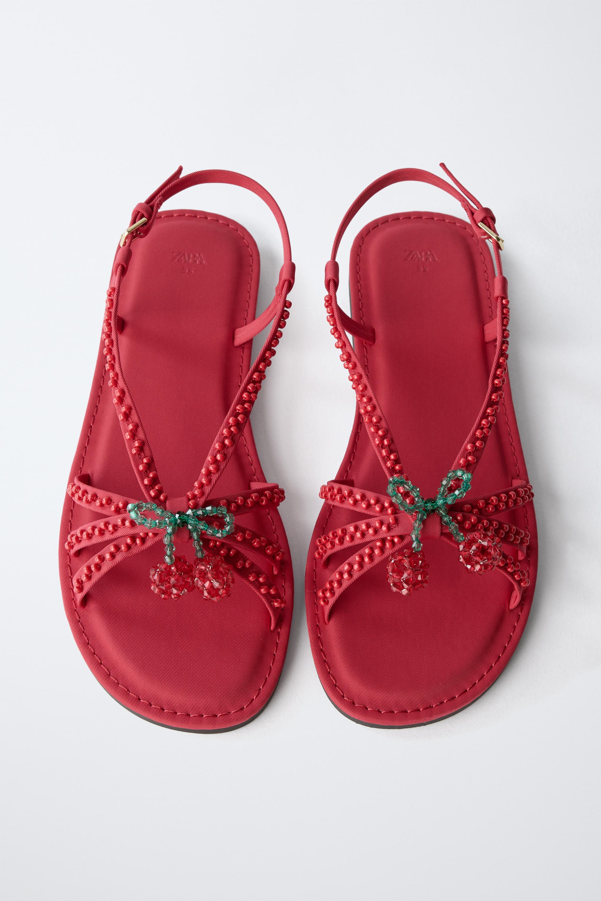 CHERRY BEADED SANDALS