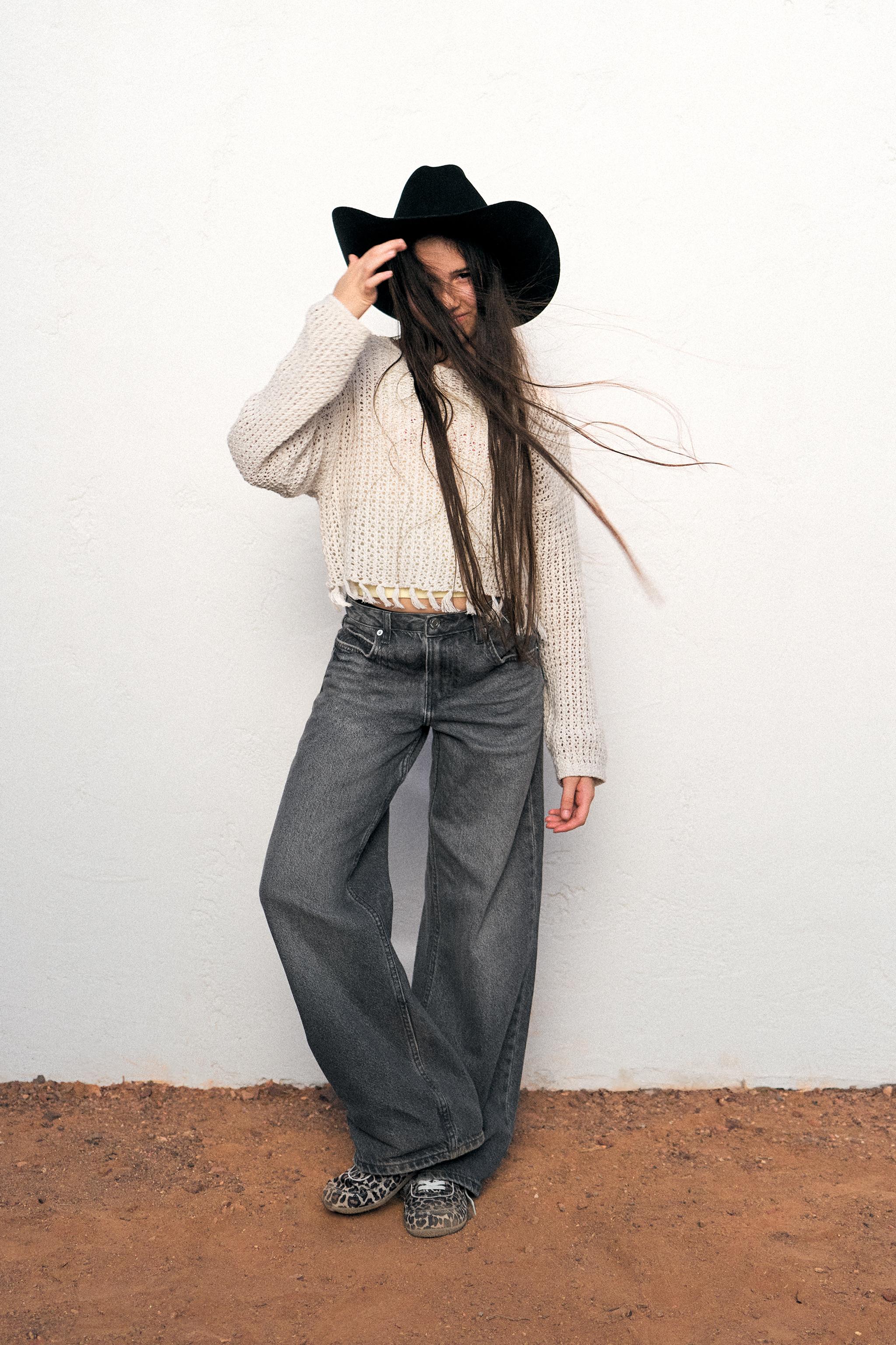 FRINGED MESH KNIT SWEATER