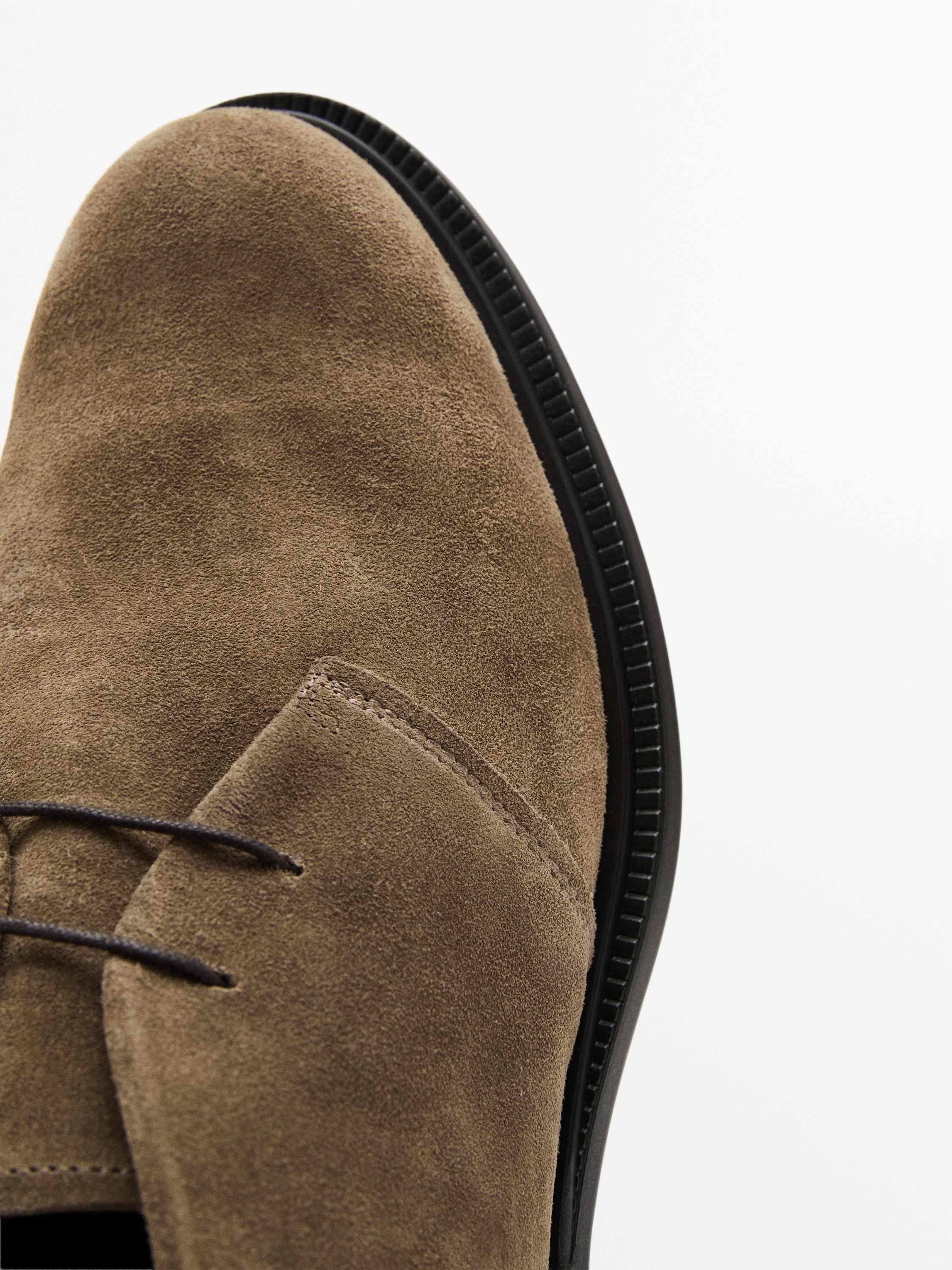 Split suede ankle boot