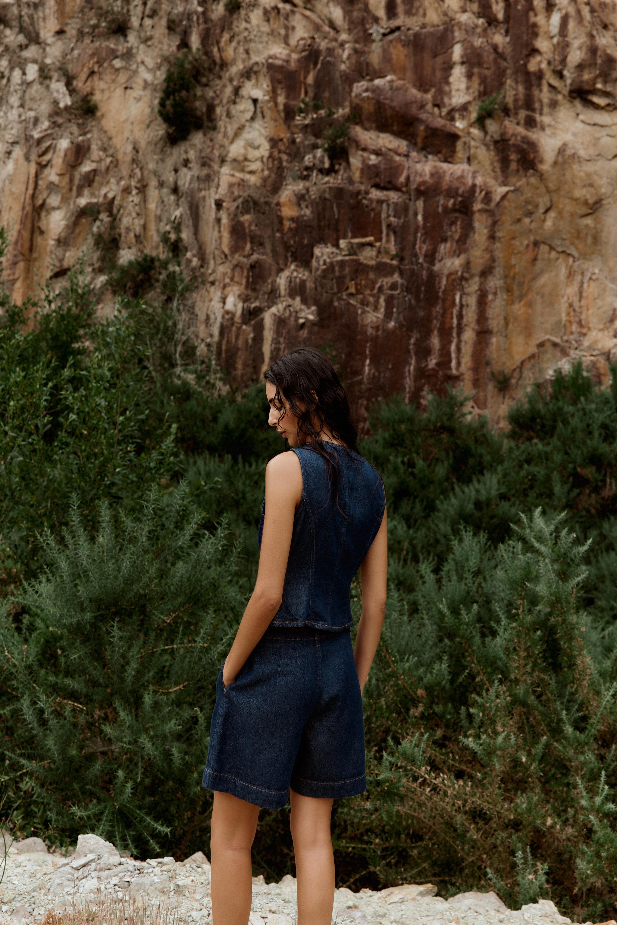 Z1975 DENIM PLEATED SHORTS WITH BELT