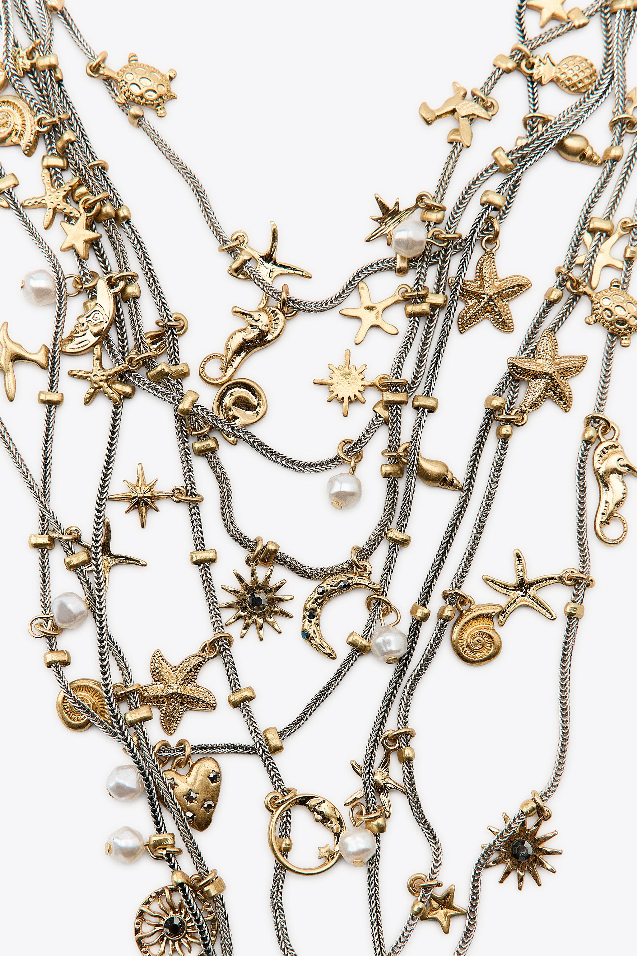 SEA CHARM MULTI-STRAND METAL NECKLACE
