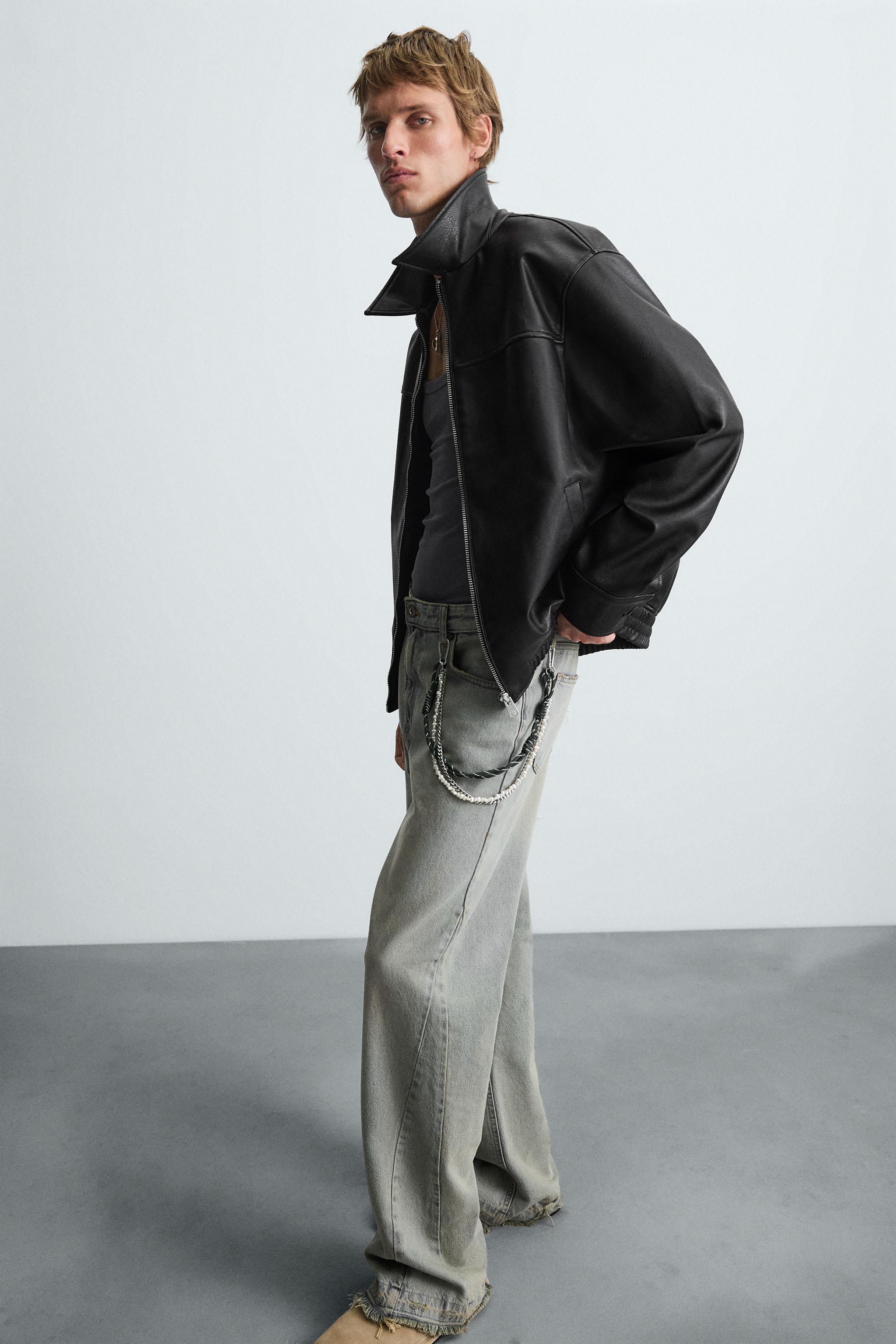 FAUX LEATHER BOMBER JACKET