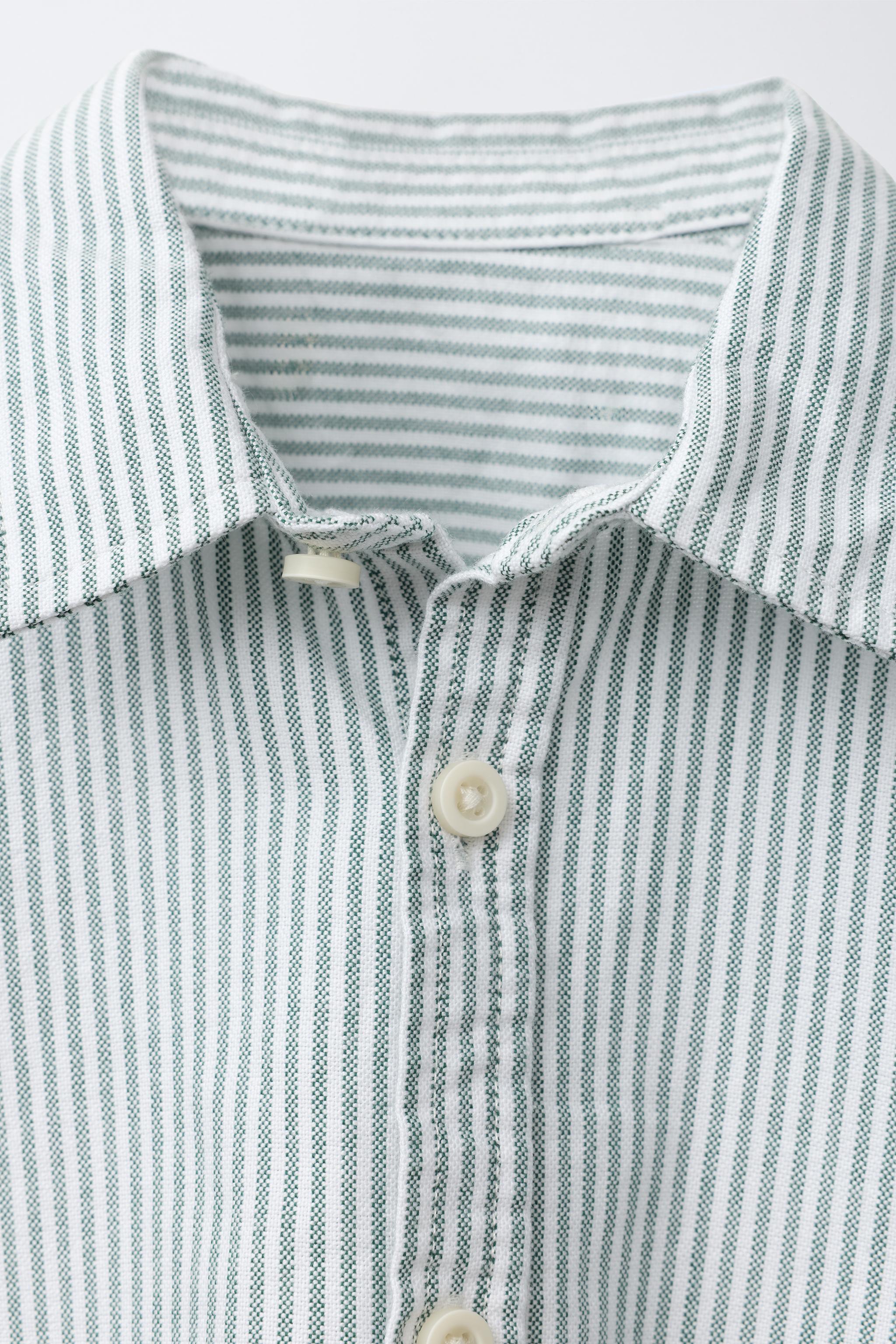 EMBROIDERED TEXT STRIPED SHIRT